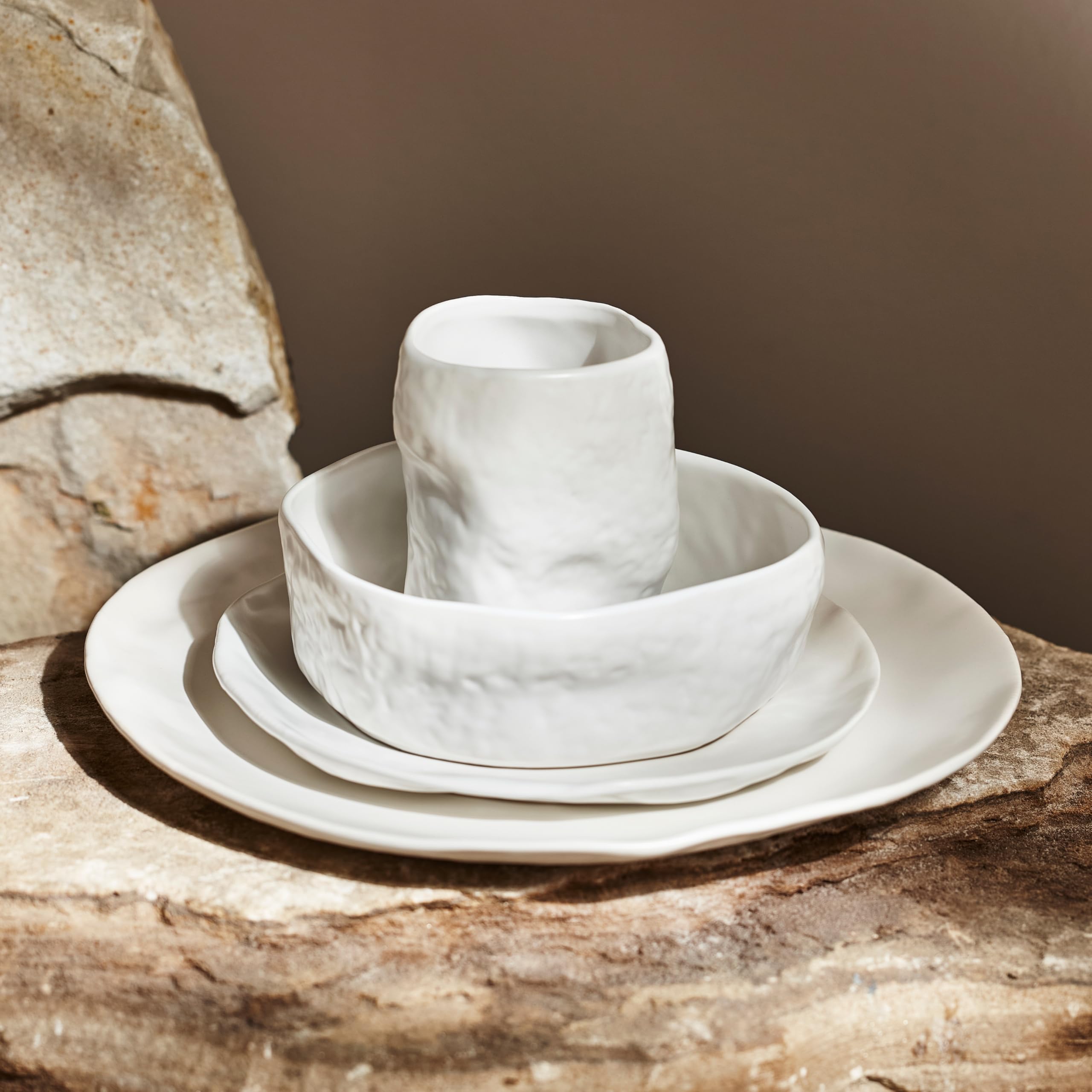 Stone by Mercer Project ATIK stoneware dinnerware set in white