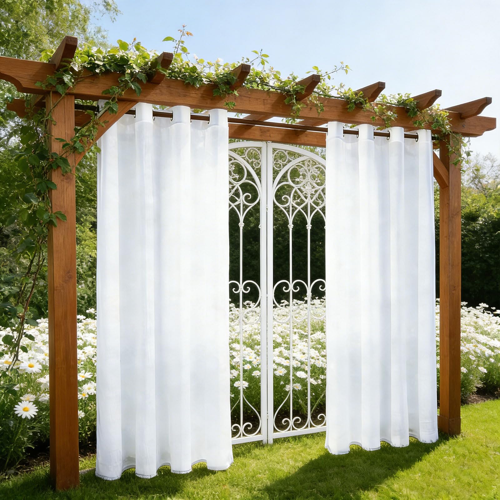 Rideaux voilage 50 x 60 cm blanc en textile souple haut de gamme