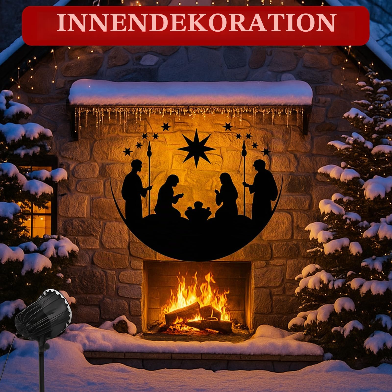 Tuanse Weihnachten Outdoor Krippe Projektor Lichter LED Flutlicht Urlaub mit Sternen für Weihnachtsfeier Garten Landschaft Dekoration