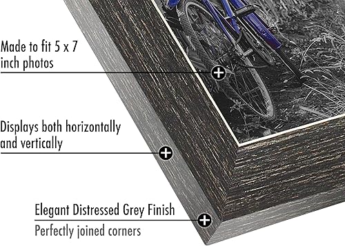 Miniatura 10 de Americanflat Portarretratos de 4 x 6 pulgadas, color marrón rústico, con vidrio inastillable, accesorios para colgar y caballete para pared y mesa