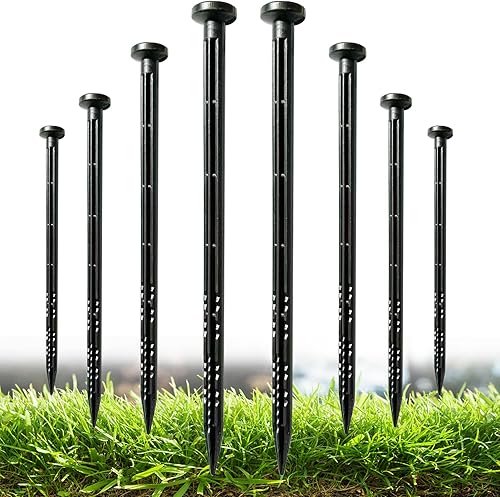 100 estacas de plástico para bordes, uñas de plástico de 8 pulgadas, picos de anclaje de nailon en espiral, picos de anclaje para bordes de paisaje,