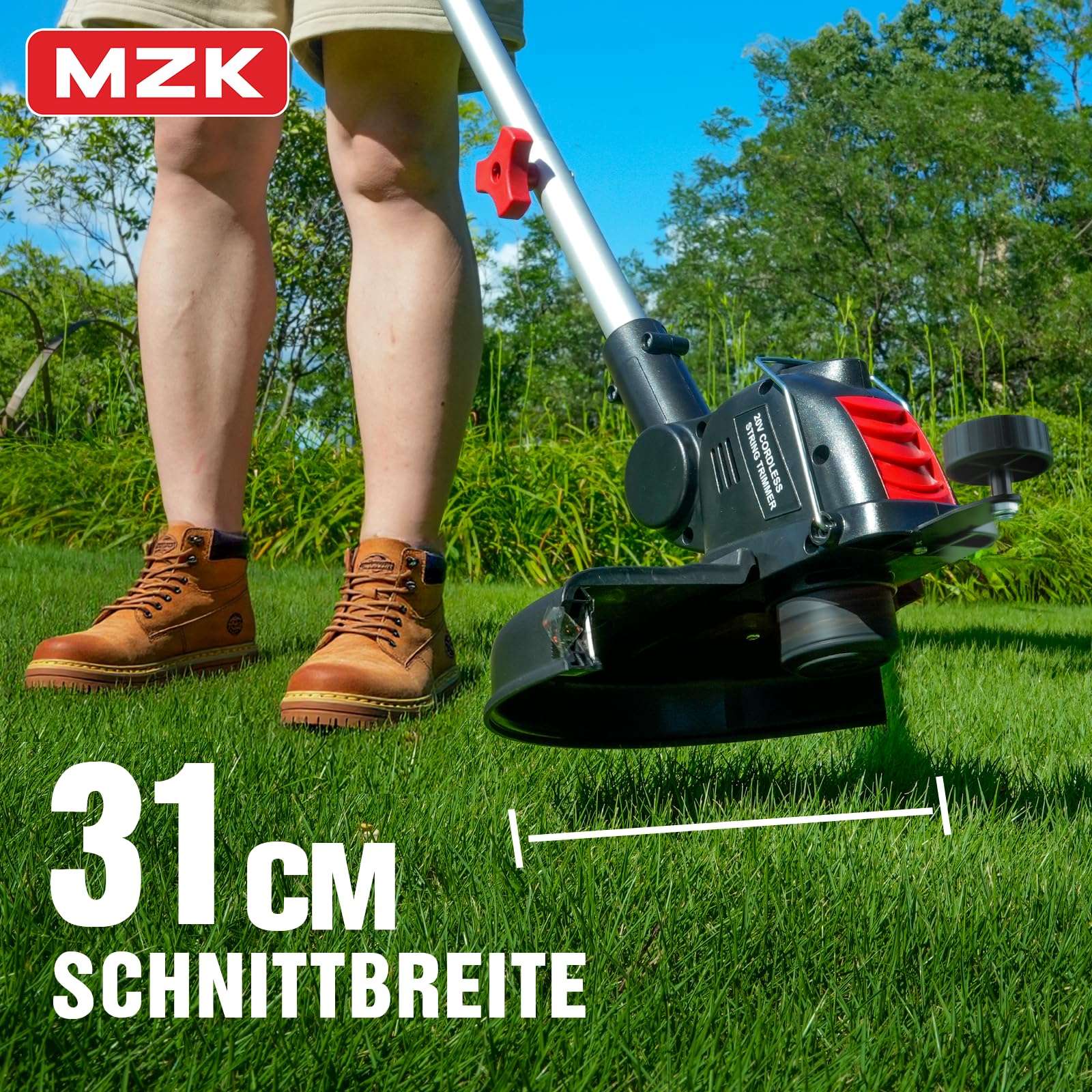 MZK 20V Akku-Rasentrimmer 30 cm, Kantenschneider, 2 Akkus