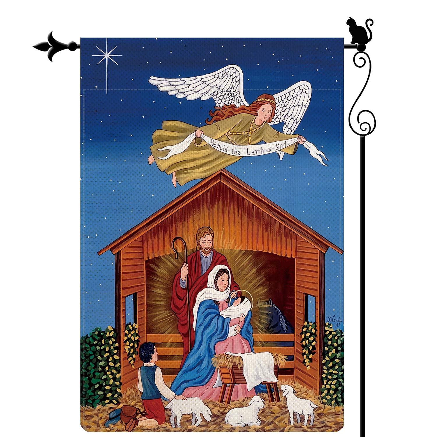 Jauageon Gartenflagge „O Holy Night“ – Doppelseitig, Wetterfest, 31,8 X 45,7 Cm – Weihnachtliche Deko Für Draußen