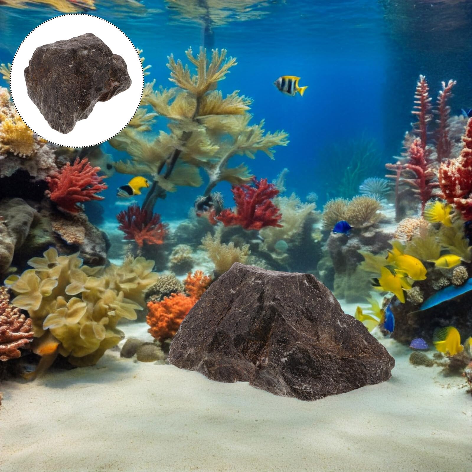 Roca Artificial para Acuario 33x25x18 Cm, Imitación de Piedra Paisajística, Decoración de Jardín y Patio, Piedra Falsa Resistente al Agua, Paisaje Rocoso Decorativo para Peceras