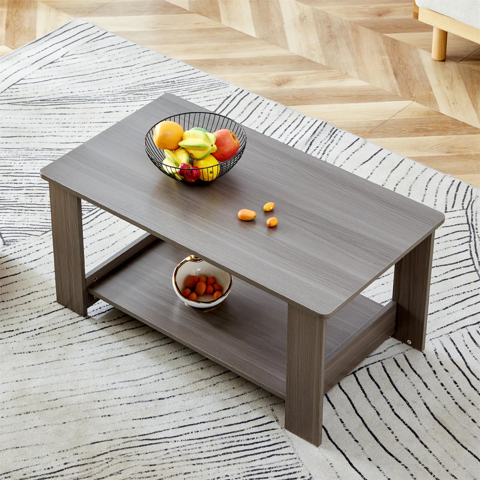 Tzou 2-Tier Coffee Table Modern Cocktail Table Center Table with