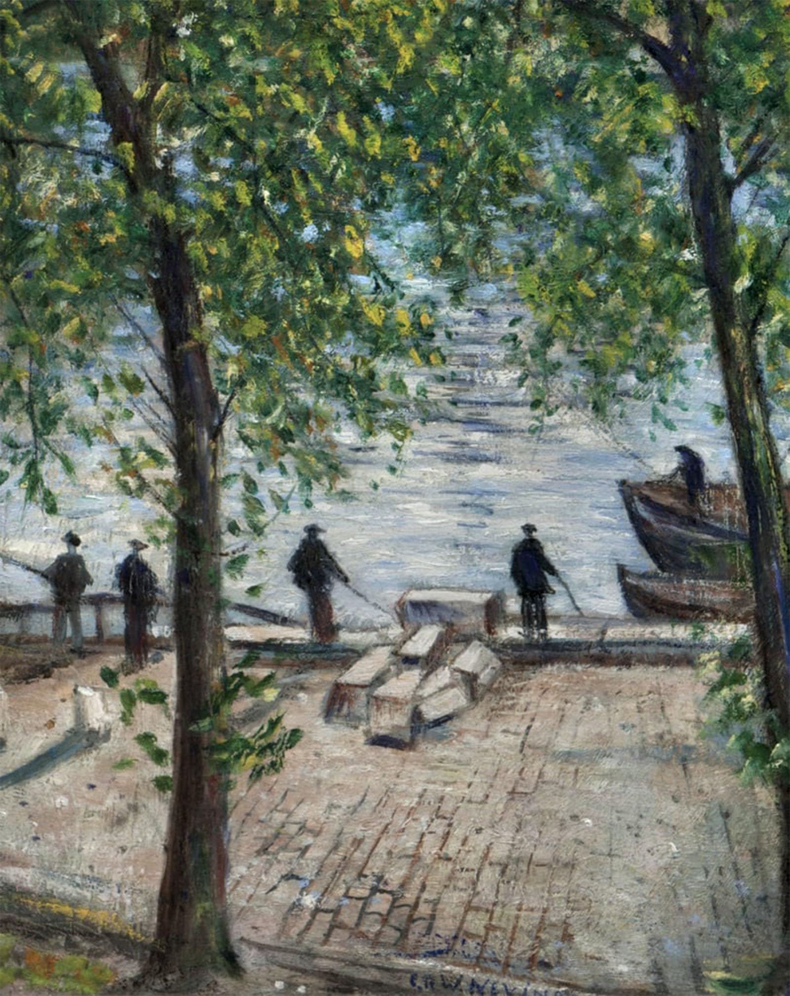 ARTXLXXBN Famous Art Print Poster Vintage Wall Art Fishermen on the Seine by Christopher Richard Wynne Nevinson Canvas Art Poster for Home Decor 60x90cm
