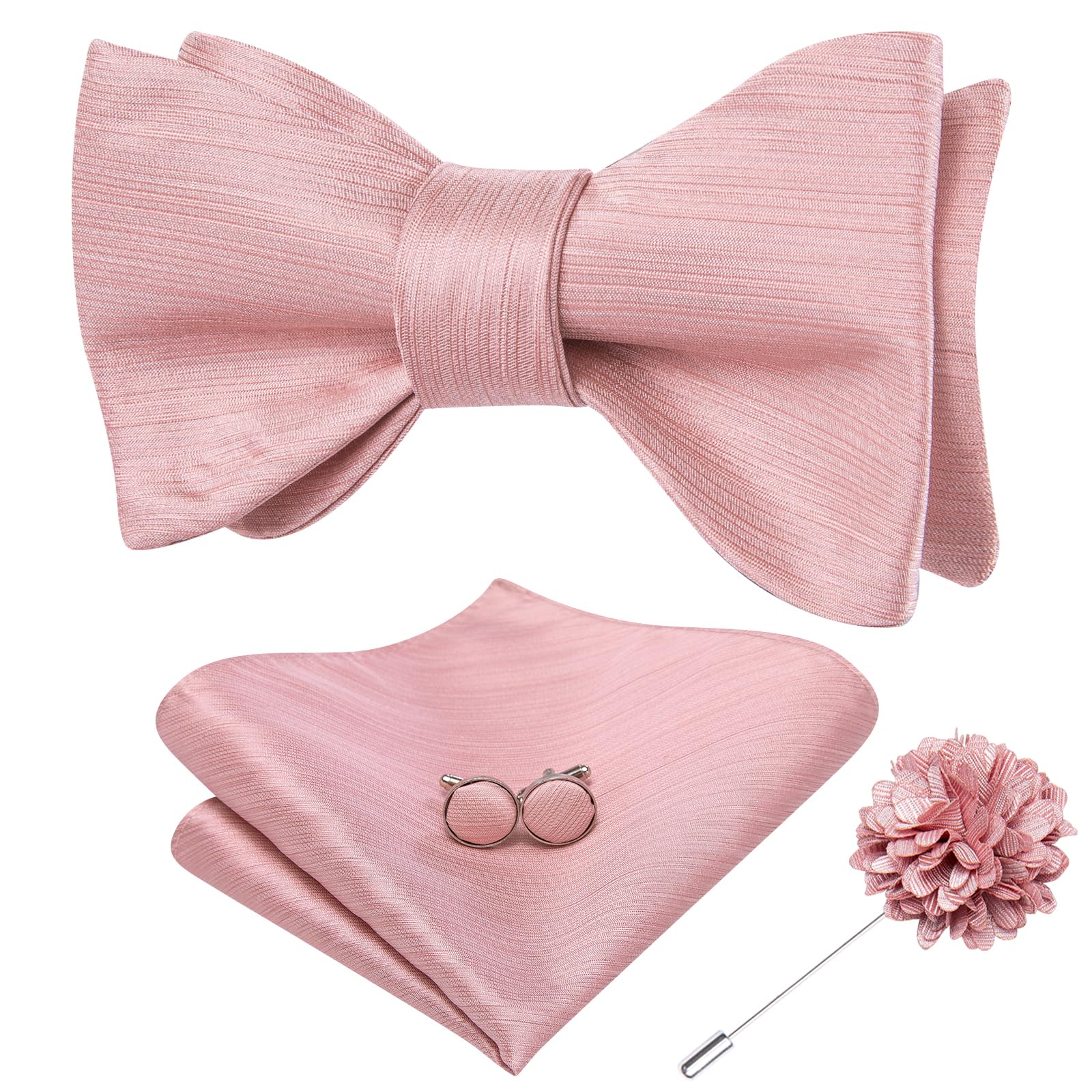 Dubulle Self Tie Bow Ties for Men Silk Paisley Bowtie Lapel Pin Set