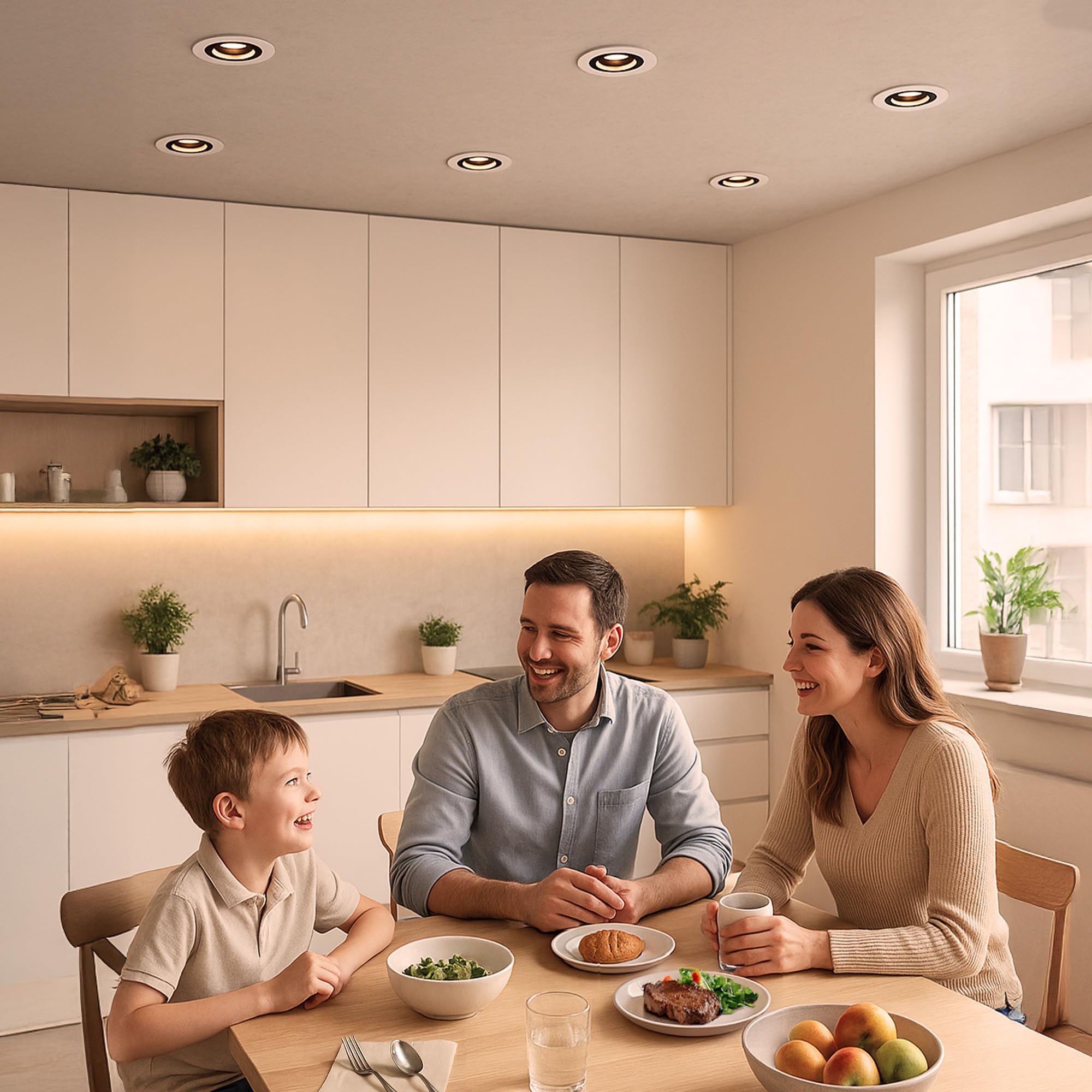 SSC-LUXon 6x Matapo Einbauspot schwarz weiß mit Lichtring inkl. LED Leuchtmittel Modul 4W drei einstellbaren Lichtfarben 3CCT - Design Einbaustrahler 230V