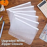 Vista 4 de Antner 20 piezas de bolsillos para carpeta A5 con 6 agujeros, insertos para planificador de presupuesto, sobres para rellenar con efectivo