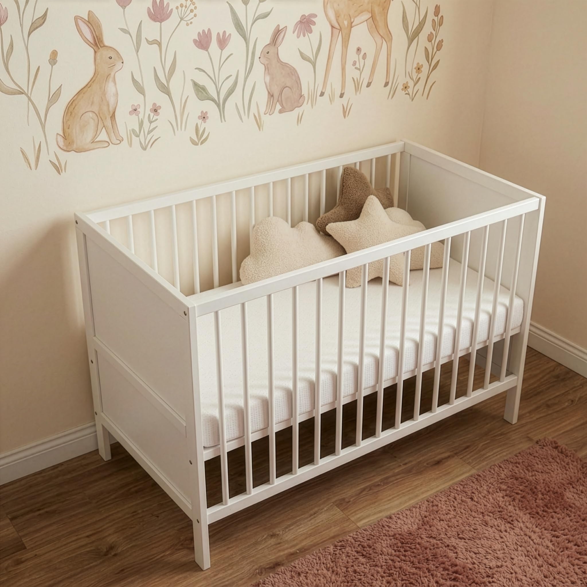 Love For Sleep Cuna Convertible en Cama 120x60cm con Colchón De Espuma Aloe Vera Gris Mason Juego Completo - Cama Bebe Convertible - Baby Bed, Madera