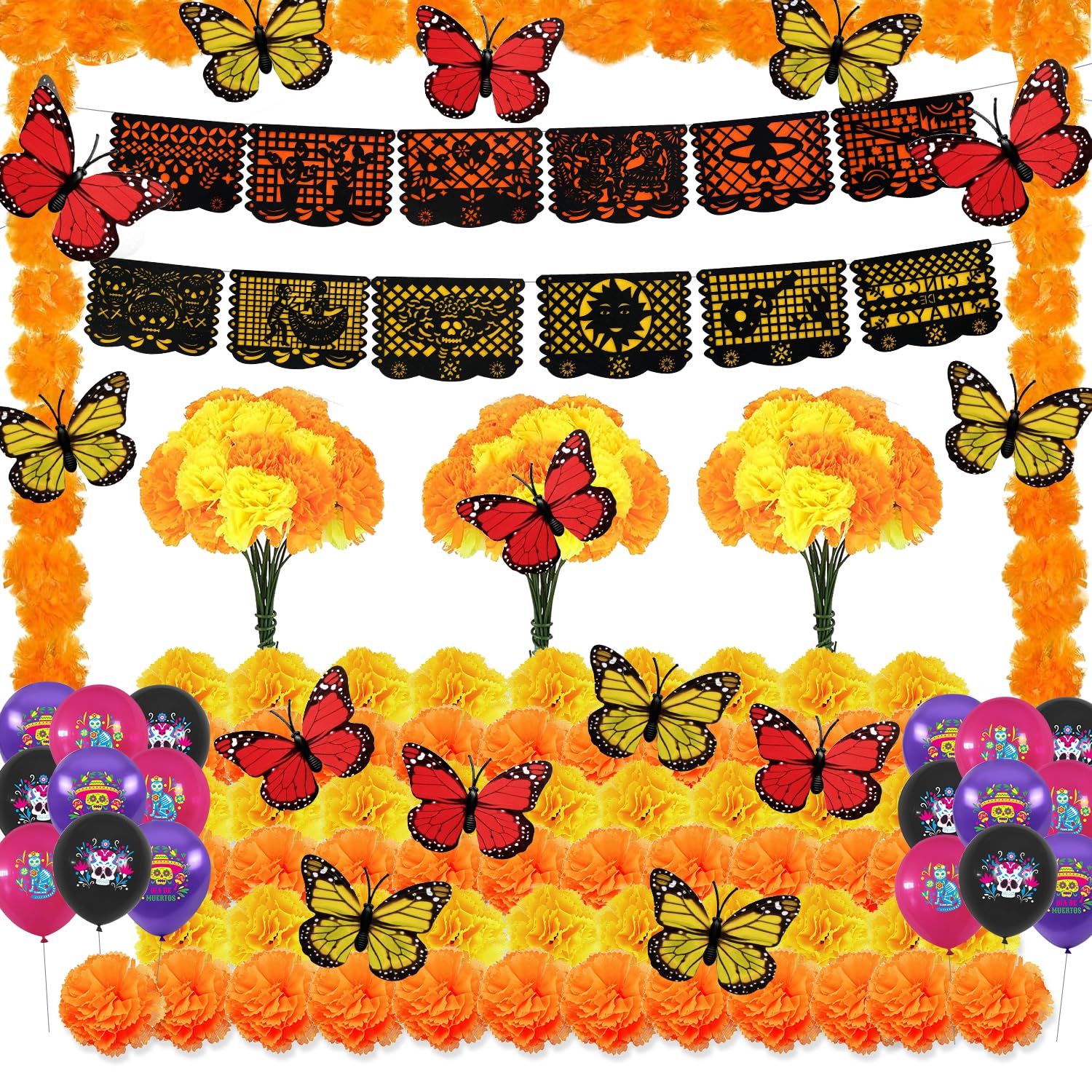 Snapklik.com : 146 Pcs Dia De Los Muertos Decorations Set Day Of The ...