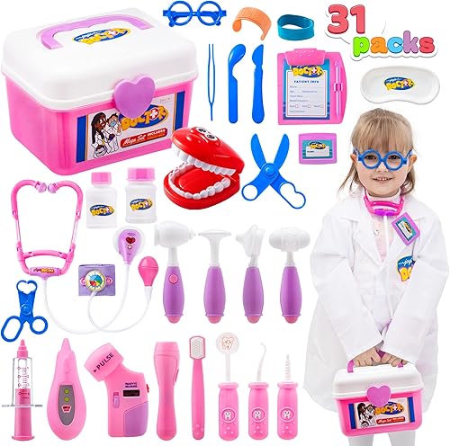 Miniatura 1 de JOYIN Kit médico de 31 piezas para niños juguetes de simulación kit médico educativo para dentistas con estetoscopio electrónico juego de roles
