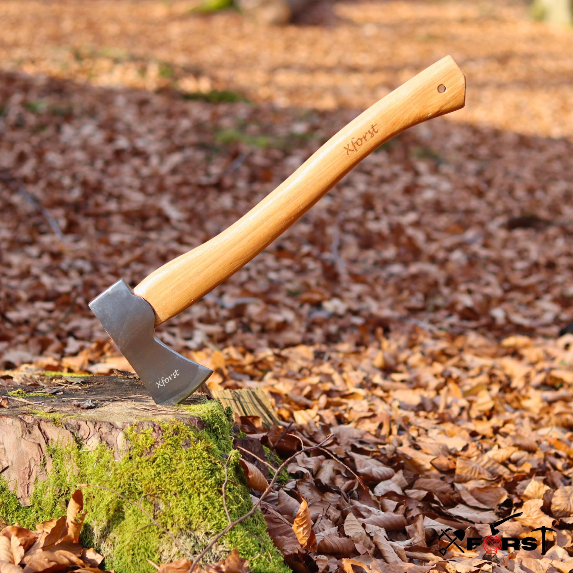 Xforst Hache X-AG3 Forestière 50 cm Acier Forgé Manche Bois Hickory 1,15 kg Hache Bois Camping