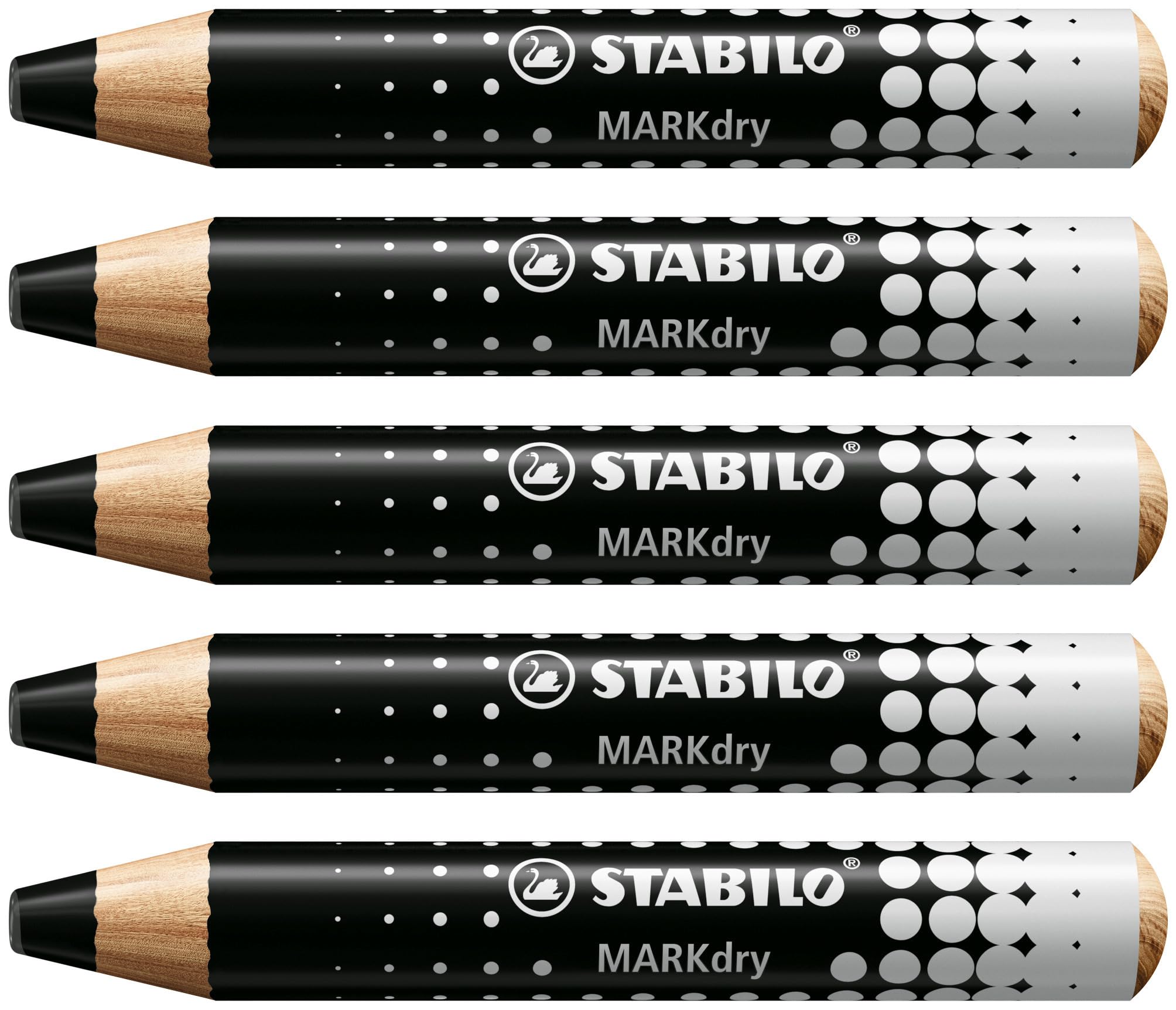 Whiteboard and Flipchart Markers - STABILO MARKdry - Pack of 5 - Black, 1 count (Pack of 5)