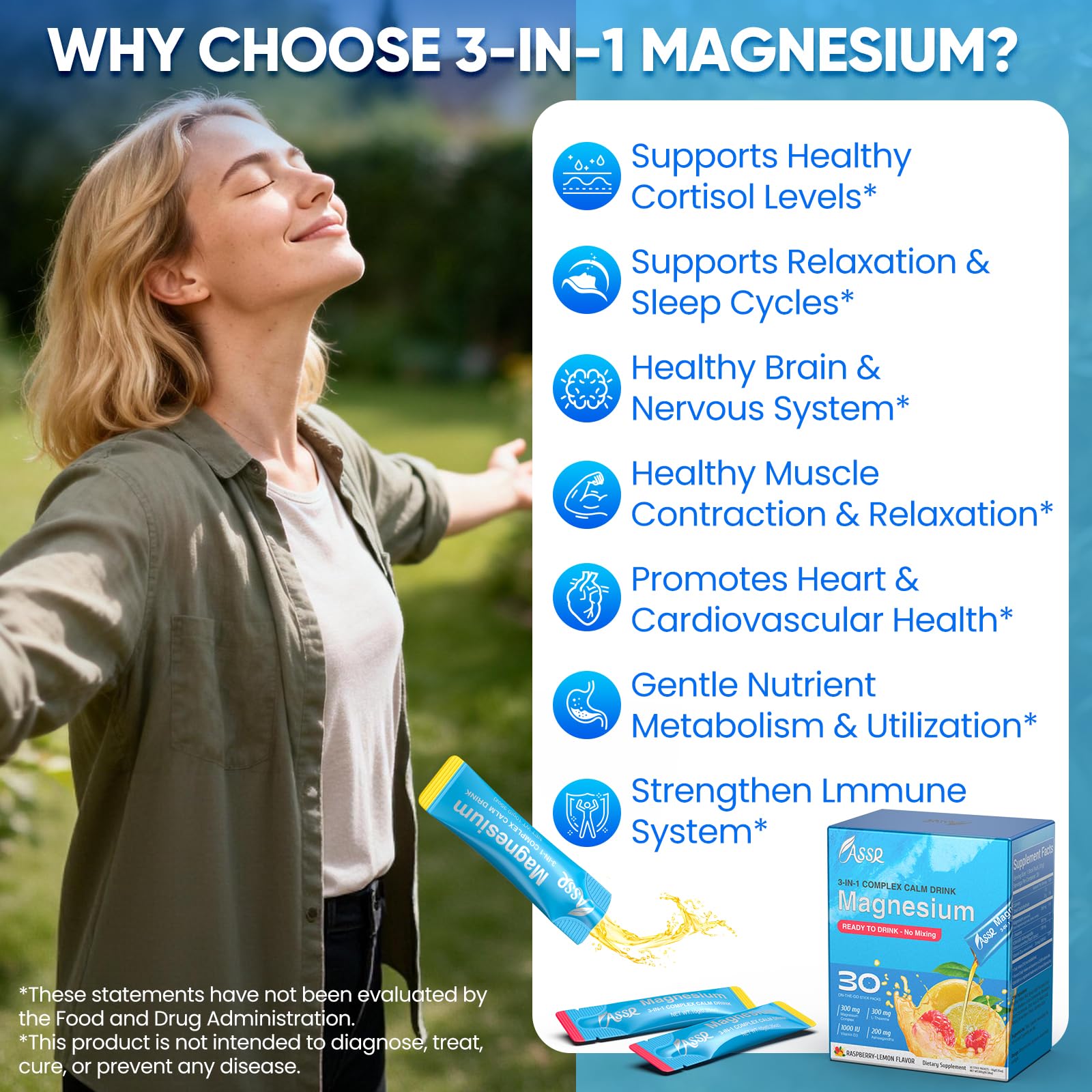 Calm Magnesium Glycinate Drink for Sleep Aid & Relaxation, Triple Magnesium Complex with KSM-66 Ashwagandha L-Theanine Vitamin D Balance Cortisol, Mood & Stress, No Sugar, Ready to Drink, 30ct — Amazon image 4