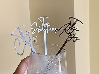 Personalized Name Drink Stirrers, Stainless Steel, Custom Hand Lettered, Modern Calligraphy Stir Swizzle Stick, Cocktail Bar Accessories, Wedding Table Centerpiece, Bridal shower decor, Birthday Party