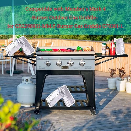 Miniatura 5 de Paquete de 30 forros de bandeja de grasa para miembros Mark de 4 quemadores y Pro-Series de 5 quemadores para exteriores, plancha de gas plana para