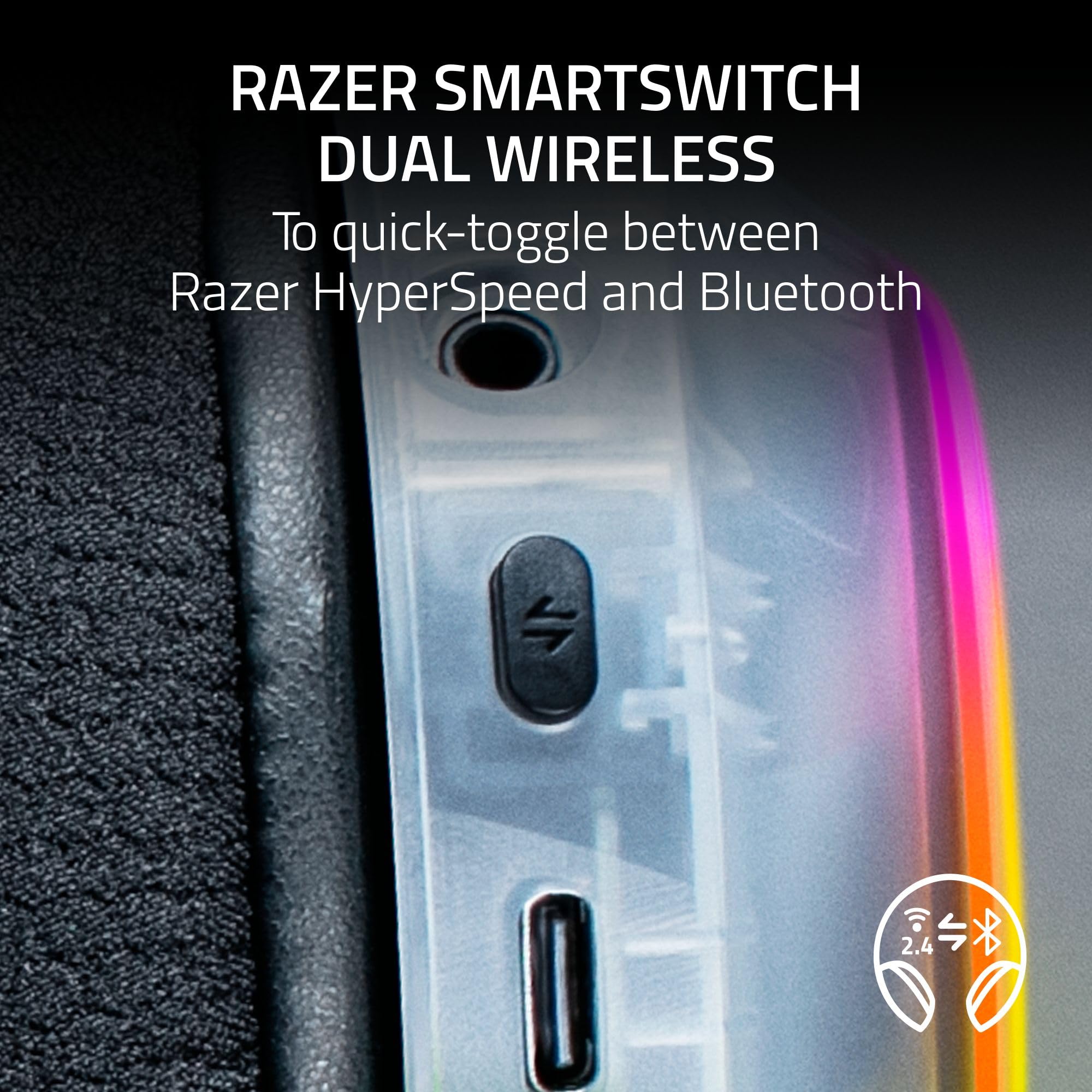 Razer Barracuda X Chroma - Cuffie wireless da gaming: 2,4 GHz wireless e Bluetooth, leggere, RGB, driver da 40 mm, microfono cardioide, batteria da 70 ore, per PC, Mac, PS5, Switch 2, smartphone