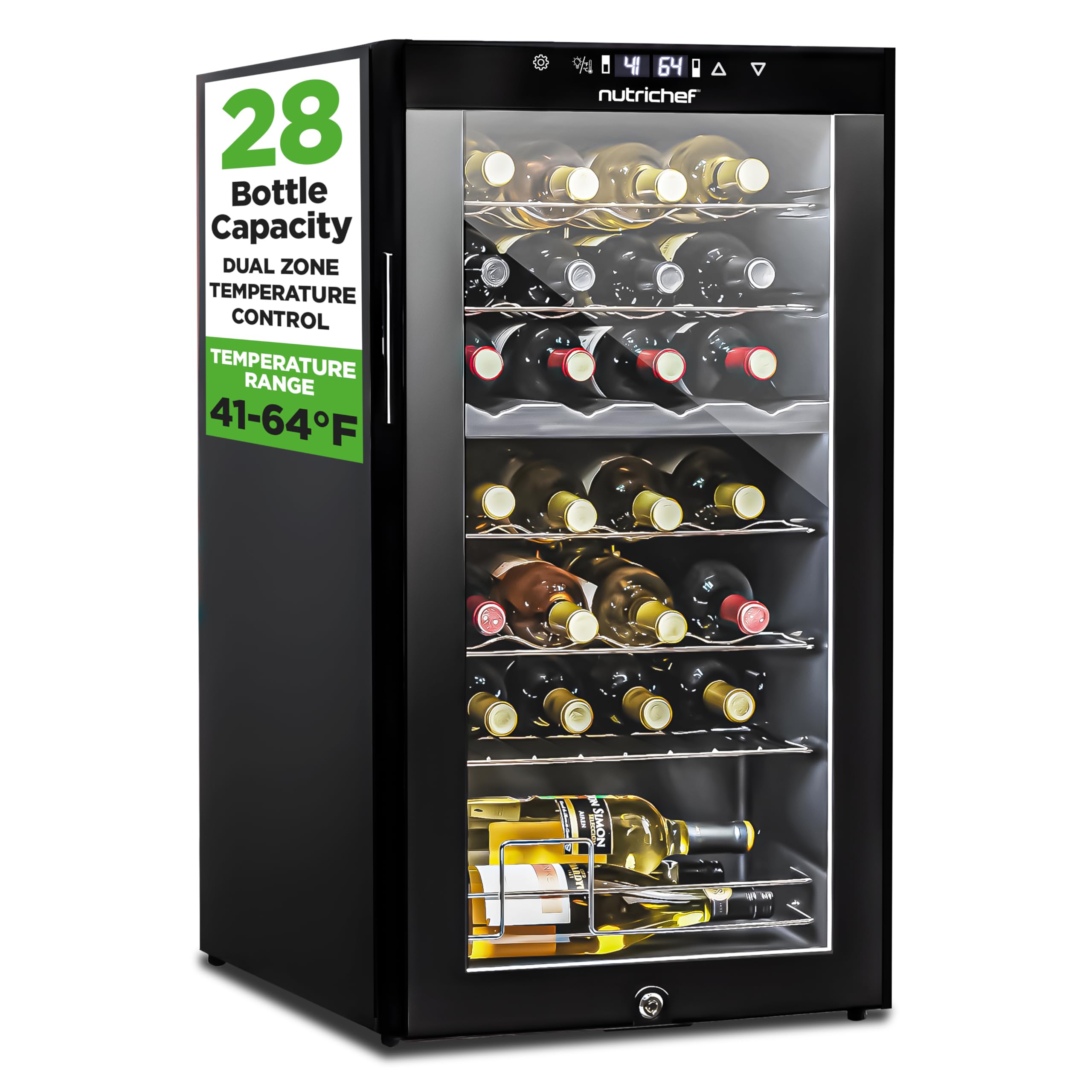 個人宅配送可 大和冷機 28袋 1706L 631DFS 貯蔵庫 菜庫 保冷庫 Amazon.com: Nutrichef 28 Bottle Wine Fridge | Dual Zone Adjustable