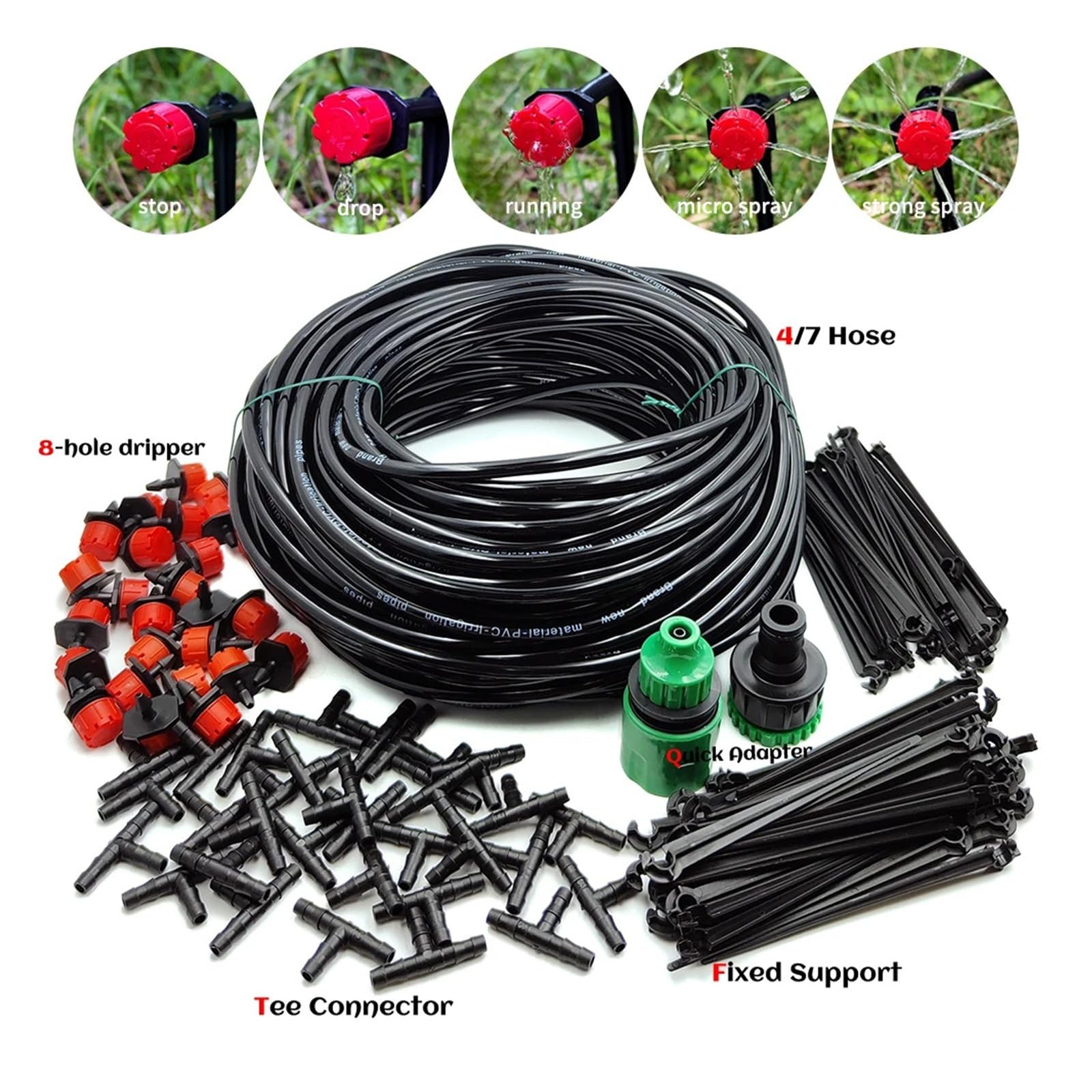 Sistema di irrigazione a goccia fai da te for serra 10M-30M Kit di irrigazione a goccia for tubo da giardino con irrigazione automatica con gocciolatori regolabili(10M)