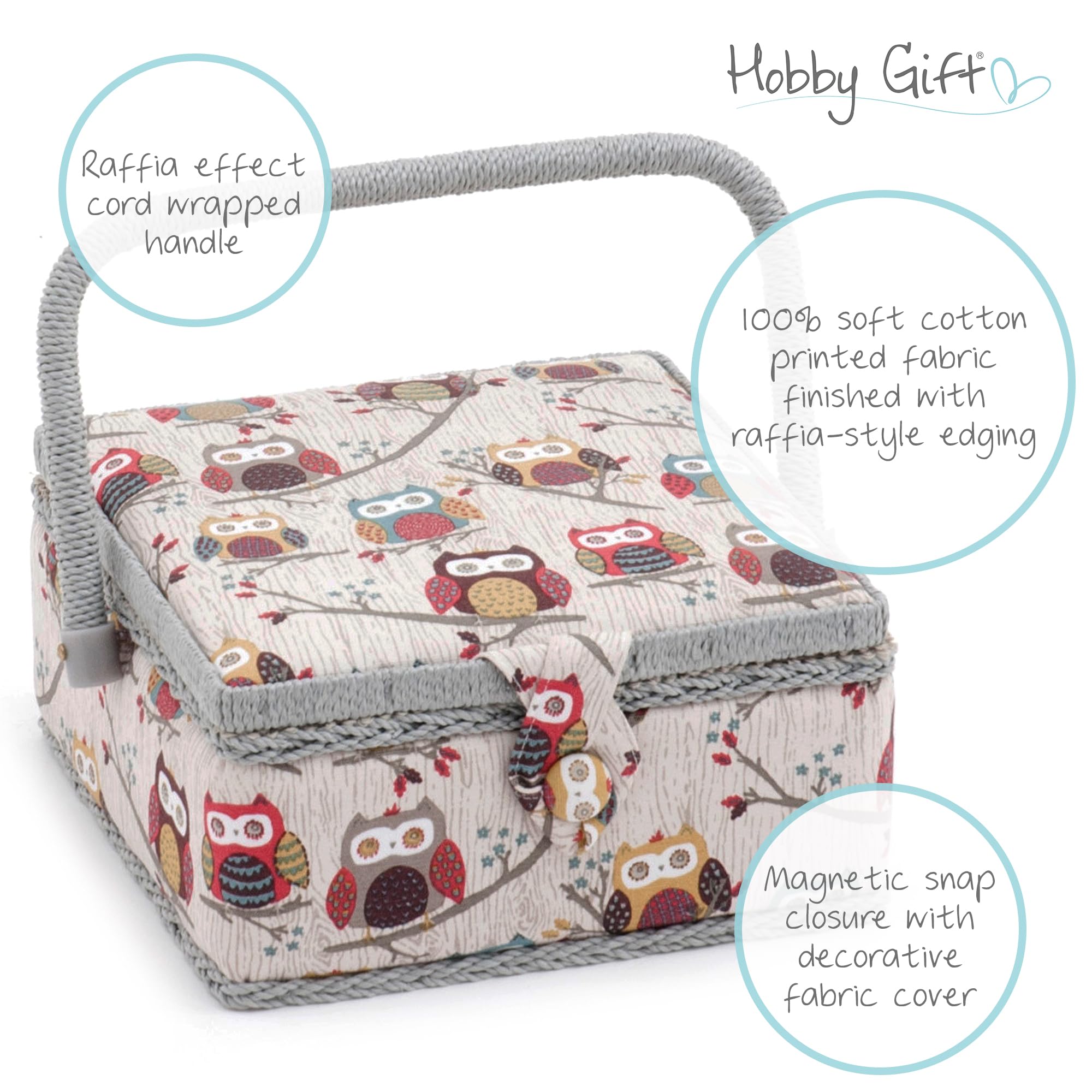 Boîte De Rangement Élégante Pour Couture Et Loisirs Créatifs My Sewing - Tissu Coton, Plateau Amovible Et Coussin à Épingles, 18,5 X 25,5 X 14,5 Cm