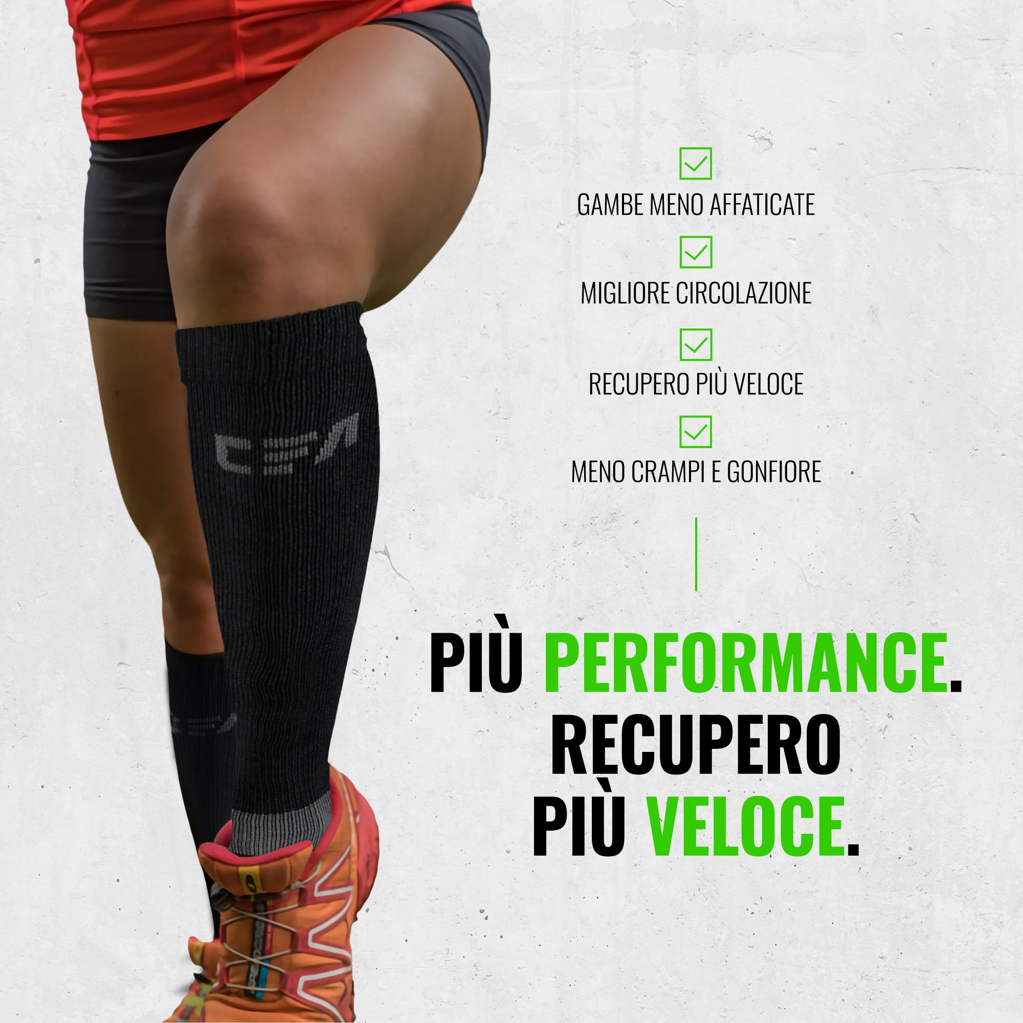 CFA V1 Calze Compressione Graduata Donna e Uomo | Calze Elastiche Sportive Per Circolazione, Vene Varicose, Gravidanza, Antitrombo, Ciclismo, Running | Made In EU FOR ATHLETES