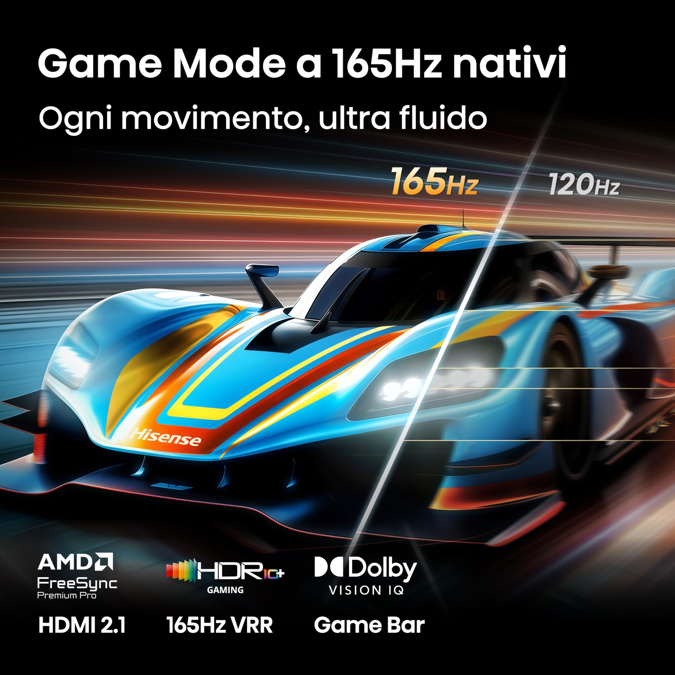 Hisense Smart TV MiniLED 165Hz 55" 4K 55U79S PRO, Schermo Anti-Riflesso, Dolby Atmos 2.1.2 By Devialet, VIDAA OS, Dolby Vision IQ, Native 165Hz Game Mode, 4 HDMI 2.1, Wifi, BT, AirPlay2, lativù 4K