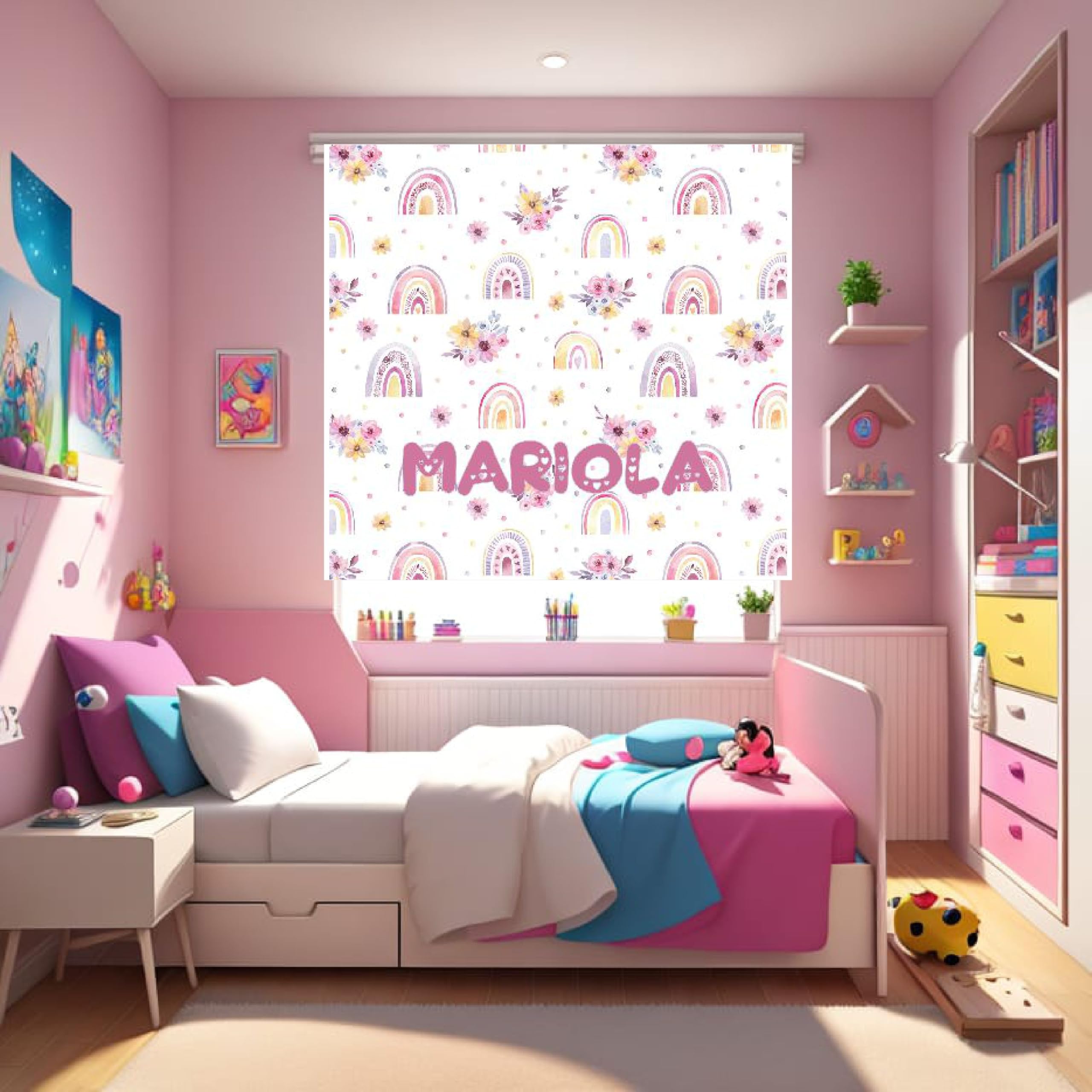Estores Infantiles Personalizados niña. Estor enrollable infantiles niña. Estores infantiles Arcoíris. Estor enrollable translucido. Cortinas y Estores Infantiles. (140x170)
