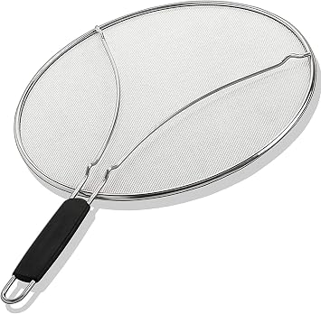 Stainless Steel Grease Splatter Guard, 13-inch Fine Mesh Cover, Grease & Oil, Splatter Screen for Frying Pan, Cooking Pots, with Comfort Grip Handles