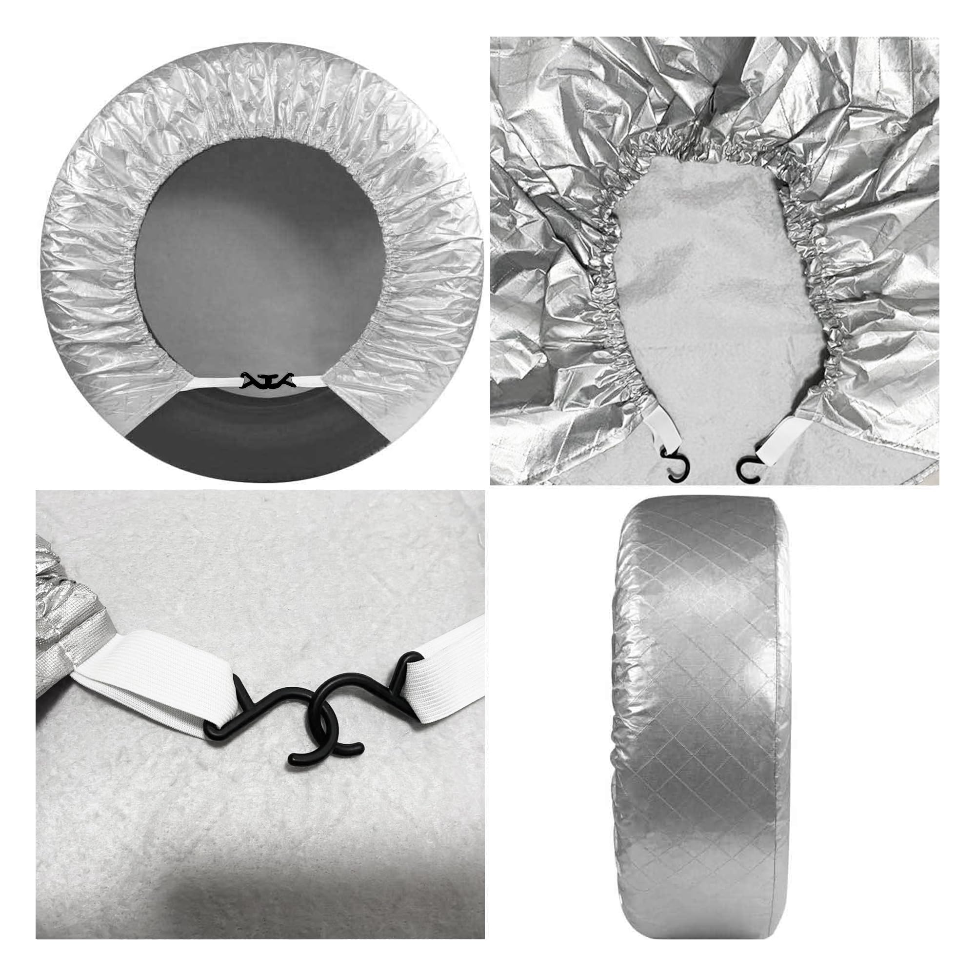 Tire Covers 2 Pack,Durable Aluminum Film Material - Tough Tire Wheel Protector for Truck, SUV, Trailer, Camper, RV - Universal. (Silvery, ?Fits Tire Diameters36-39?)