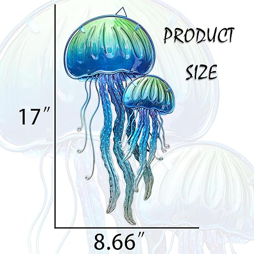 Vista 15 de JOYBee - Decoración artística de pared de vidrio fundido de metal con estrellas de mar Estrella de mar azul.,3 piezas de cangrejo,Caballito de mar