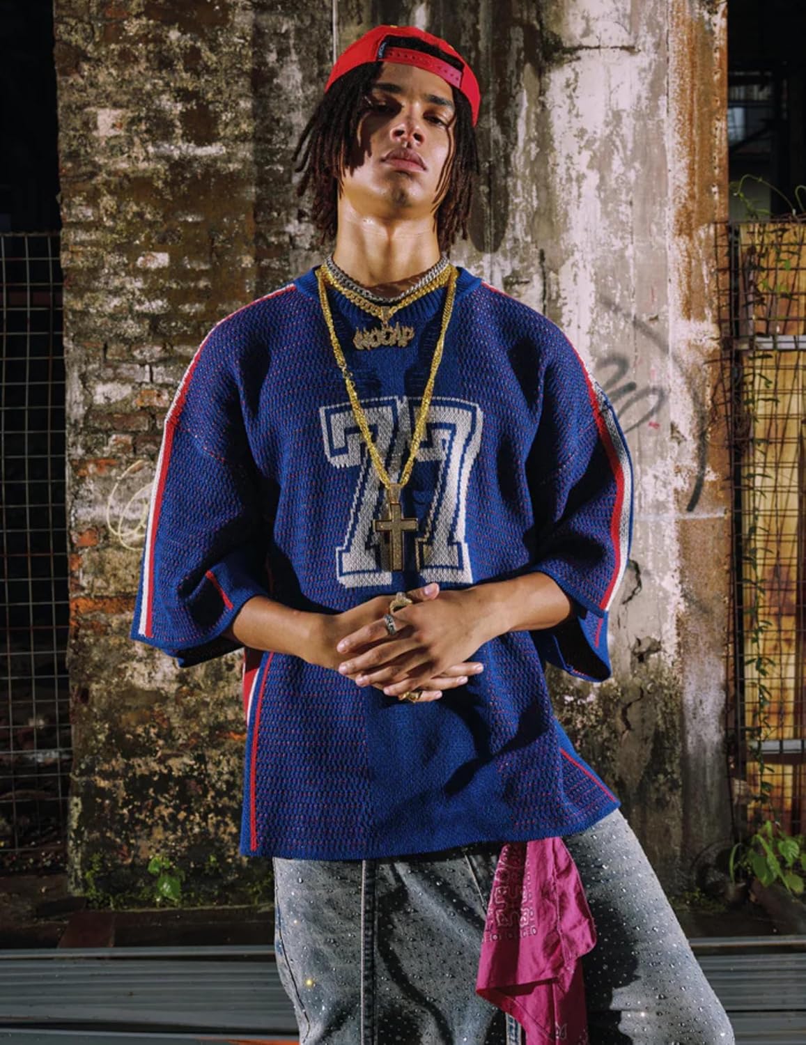 Aelfric Eden T Shirts Number Stripe Unisex Oversized Graphic Knit Tee Color Blocking Streetwear Tops - Image 2