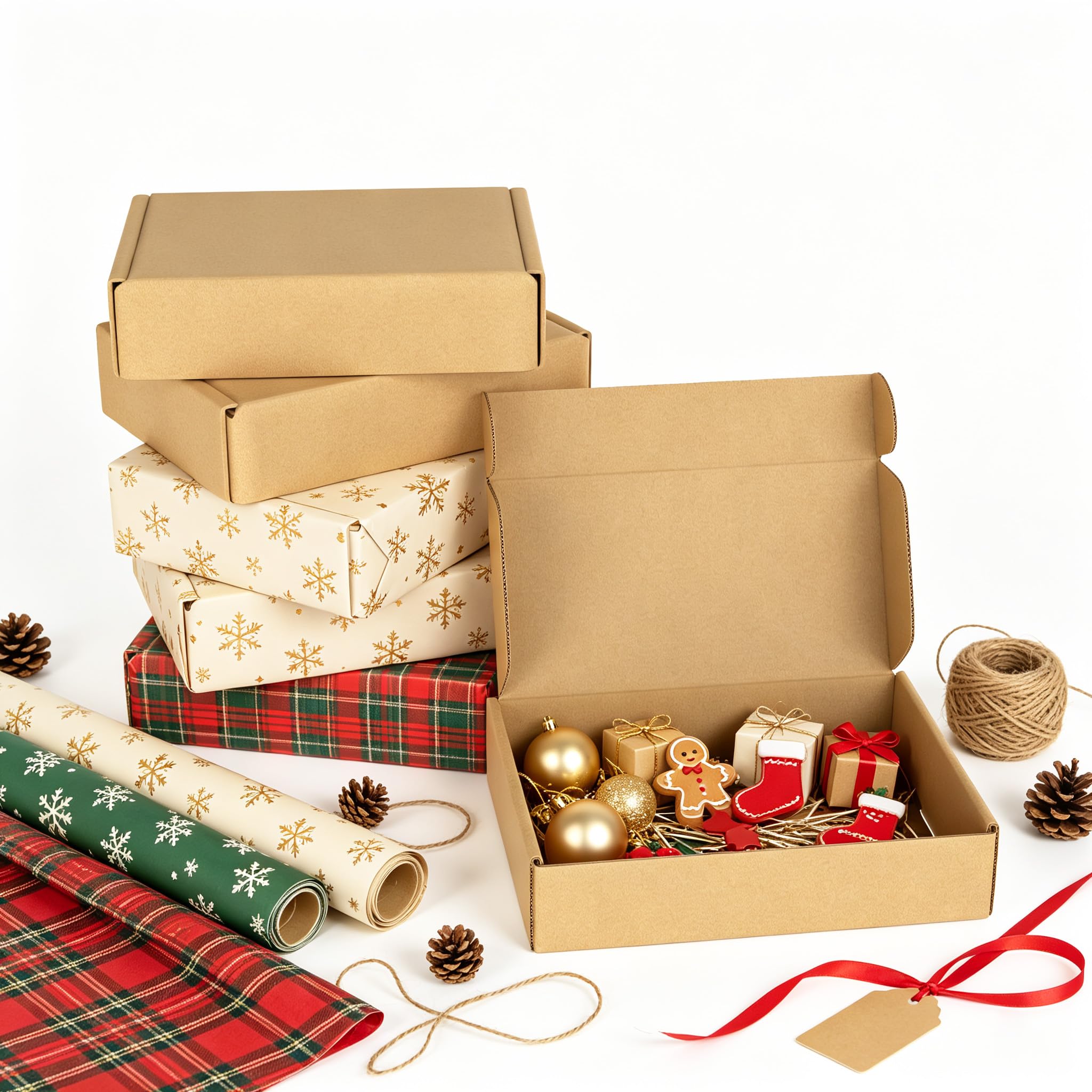 YRHome 80 Stück Versandkarton Karton Box Faltkarton 20 x 15 x 5 cm | Aus verstärkter Wellpappe geeignet für Warensendungen, Geschenkverpackungen, Großbrief&Maxibrief(Braun)