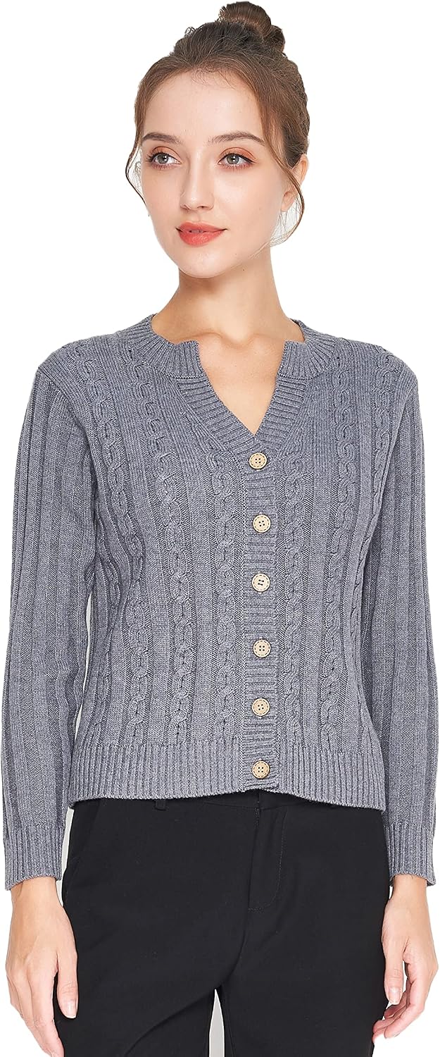 Alexander Women's Wool Silk Tops Comfortable Cardigan Sweater