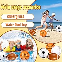 Vista 6 de Sosation 8 bolas inflables deportivas de 16 pulgadas, pelota de playa inflable de 4 estilos, decoraciones de fiesta deportiva, pelotas de piscina