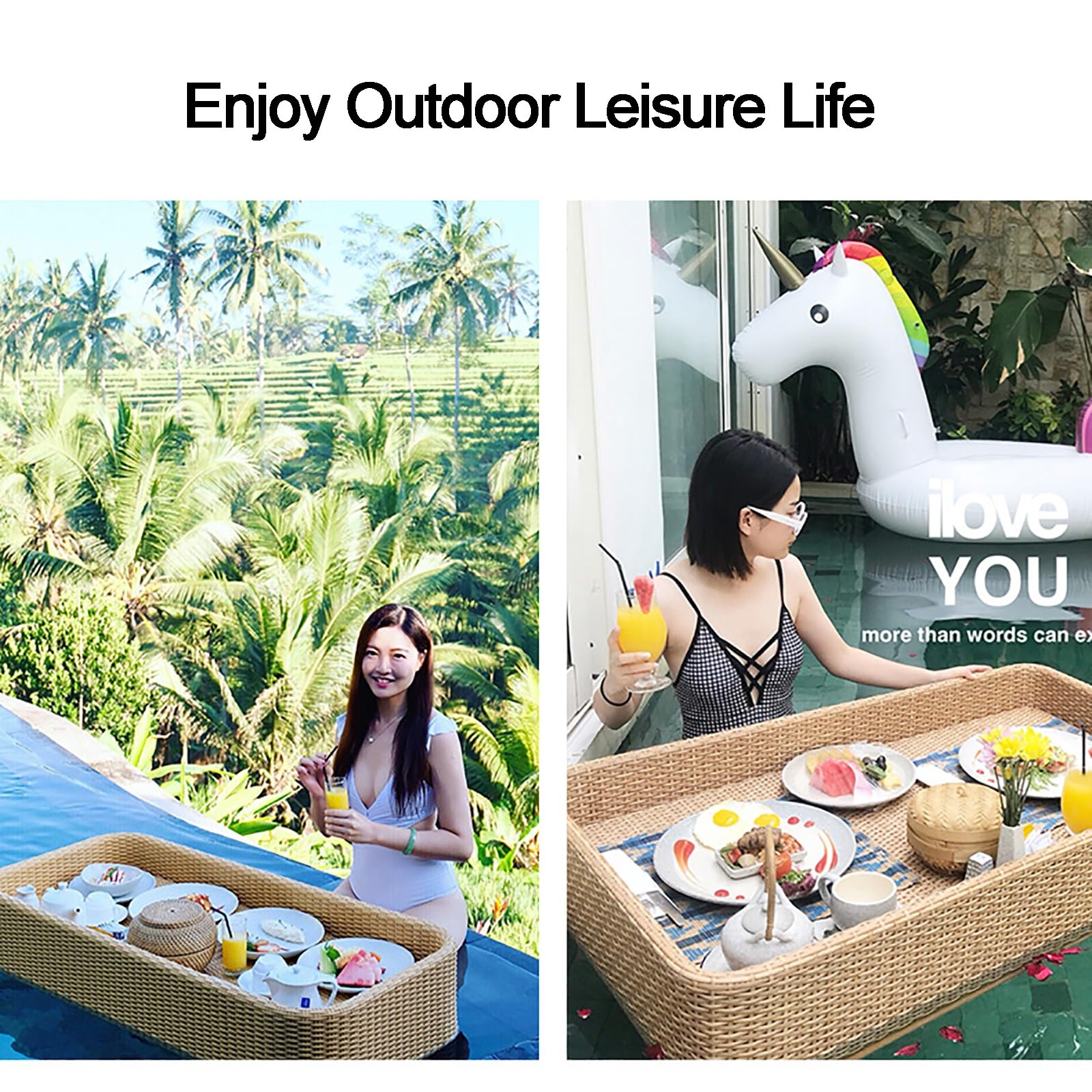Mesa flotante para piscina, bandeja de desayuno multifuncional para servir bebidas y alimentos, accesorio flotante para el almuerzo, color svart