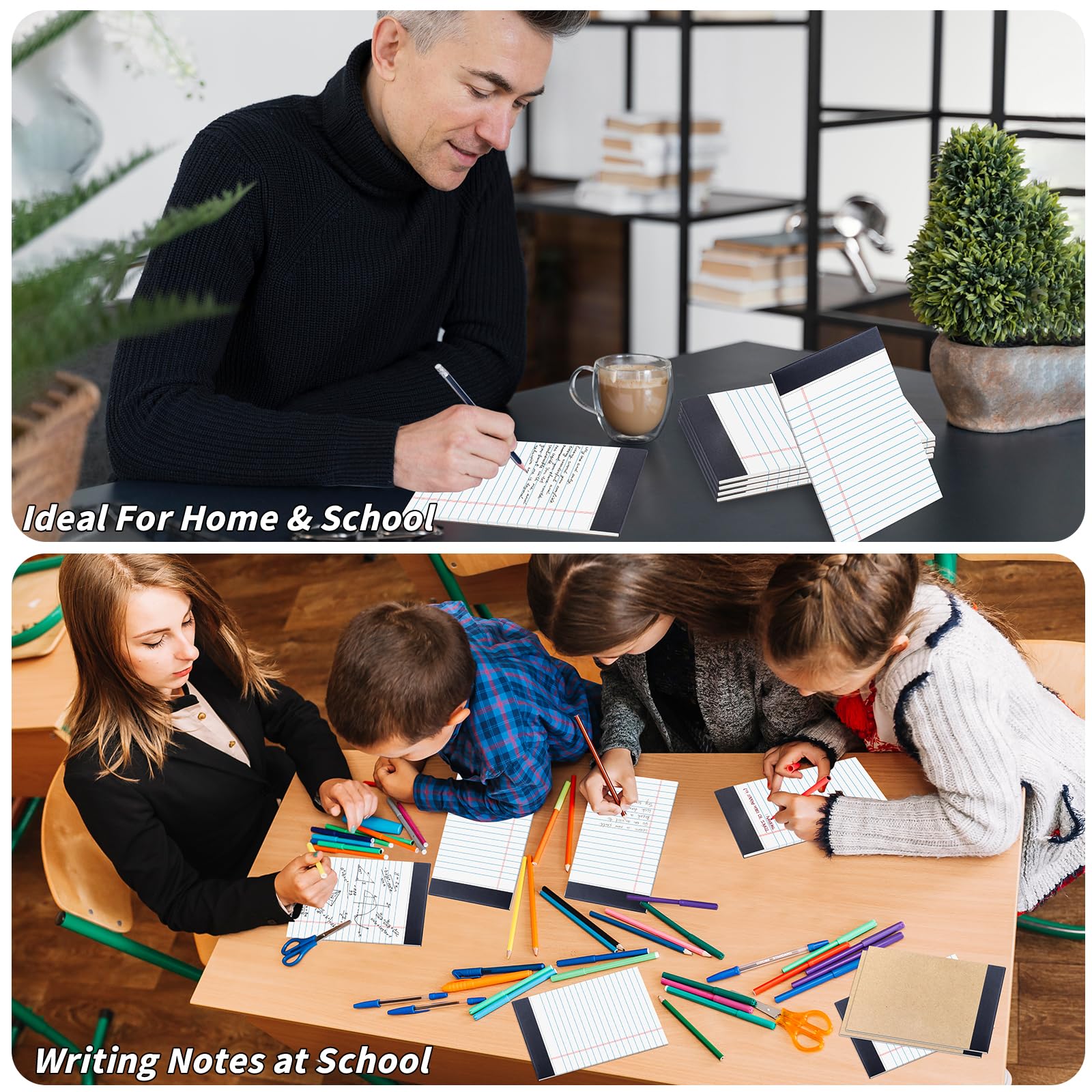 Confezione da 48 blocchetti per appunti legali, 12,7 x 20,3 cm, bianchi, a righe, perforati, per lavoro, studio, lista di appunti quotidiani, quaderni a righe, per ufficio, casa, scuola