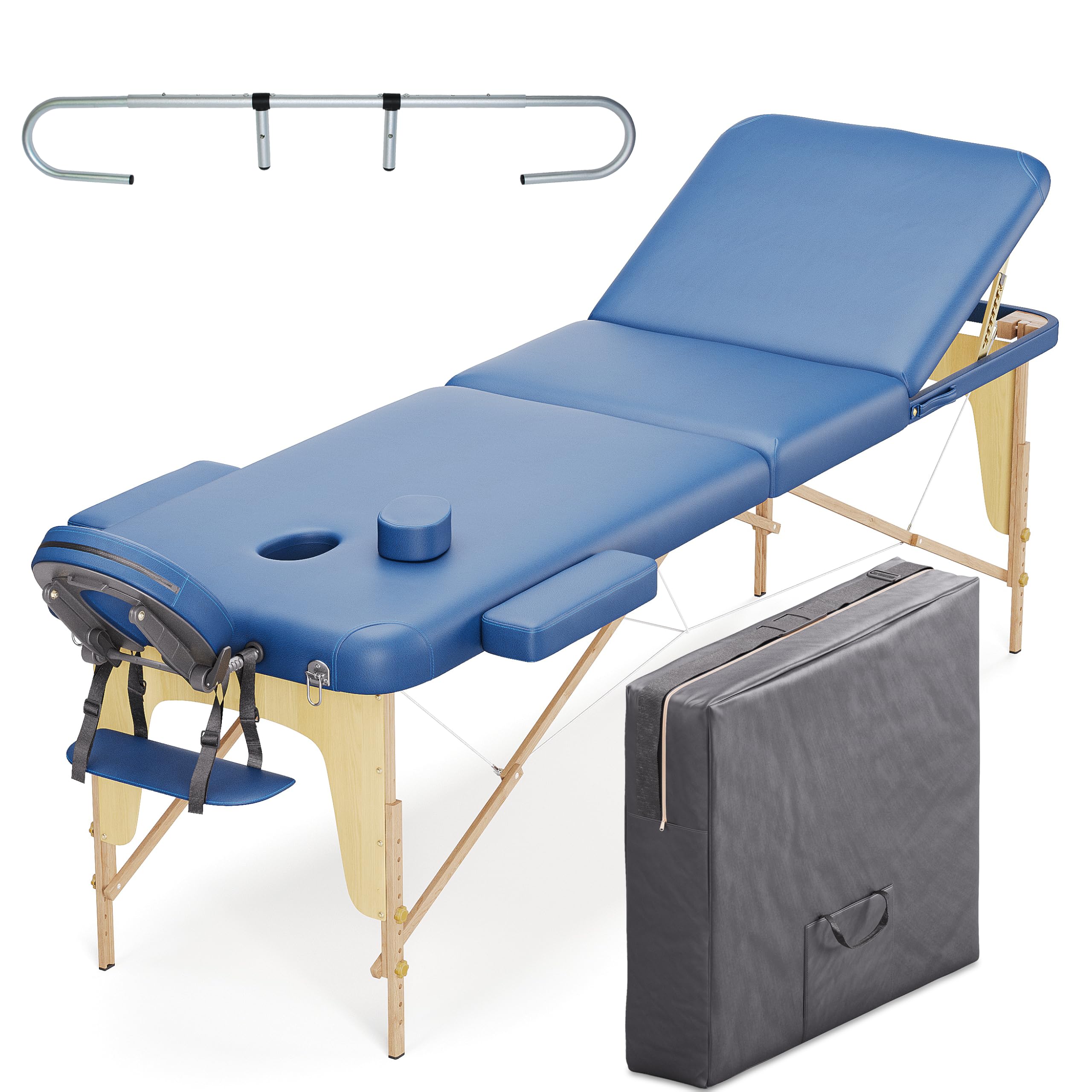 Table De Massage Pliante 3 Zones Bleue + Porte Rouleau - Neuf - Pour Esthéticienne Ou Maison