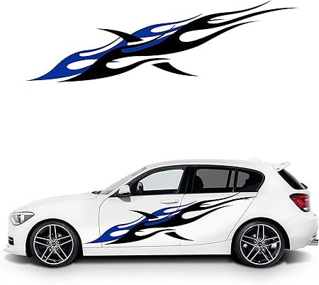 Amazon カッティングステッカー 2色混合のフレイムパターン かっこいいシート 店長おすすめの車用ドアステッカー 左 車 バイク 車 バイク