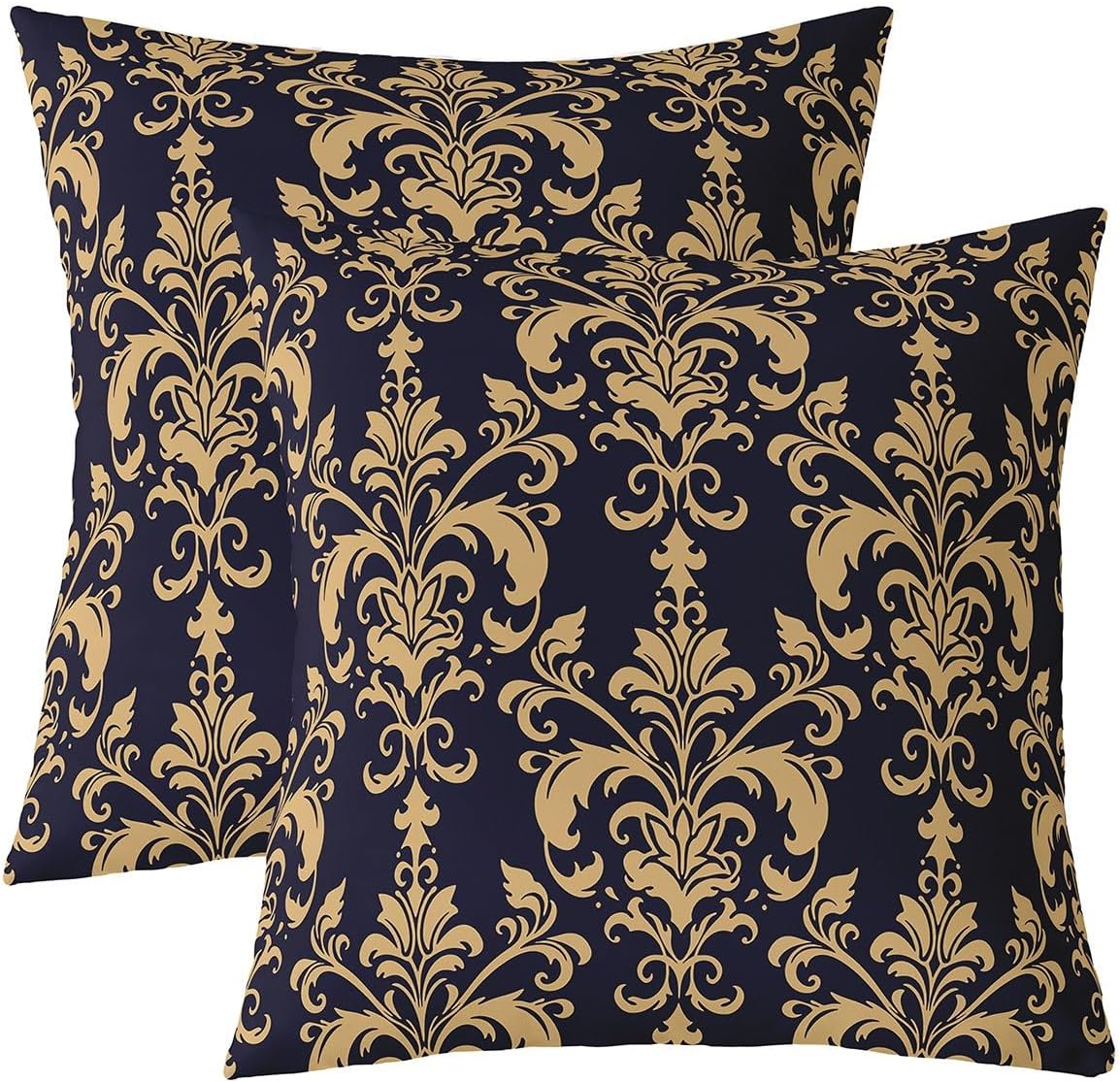 Erosebridal Set of 2 Adults Black Damask Pillow Covers Antique Victorian Baroque Pillow Covers 24x24 Gothic Vintage Floral Throw Pillow Covers Bohemian Exotic Decorative Accent Pillow Cases