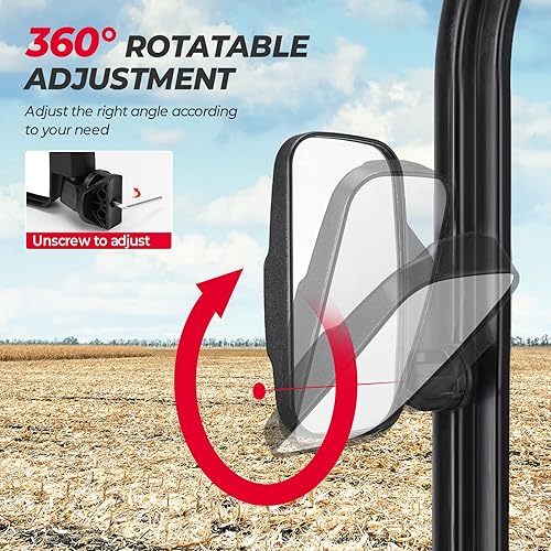 Miniatura 4 de KEMIMOTO Espejo lateral UTV compatible con Polaris Ranger 900 XP 1000 General RZR Defender Maverick Trail UFORCE Pioneer SXS espejo para jaula