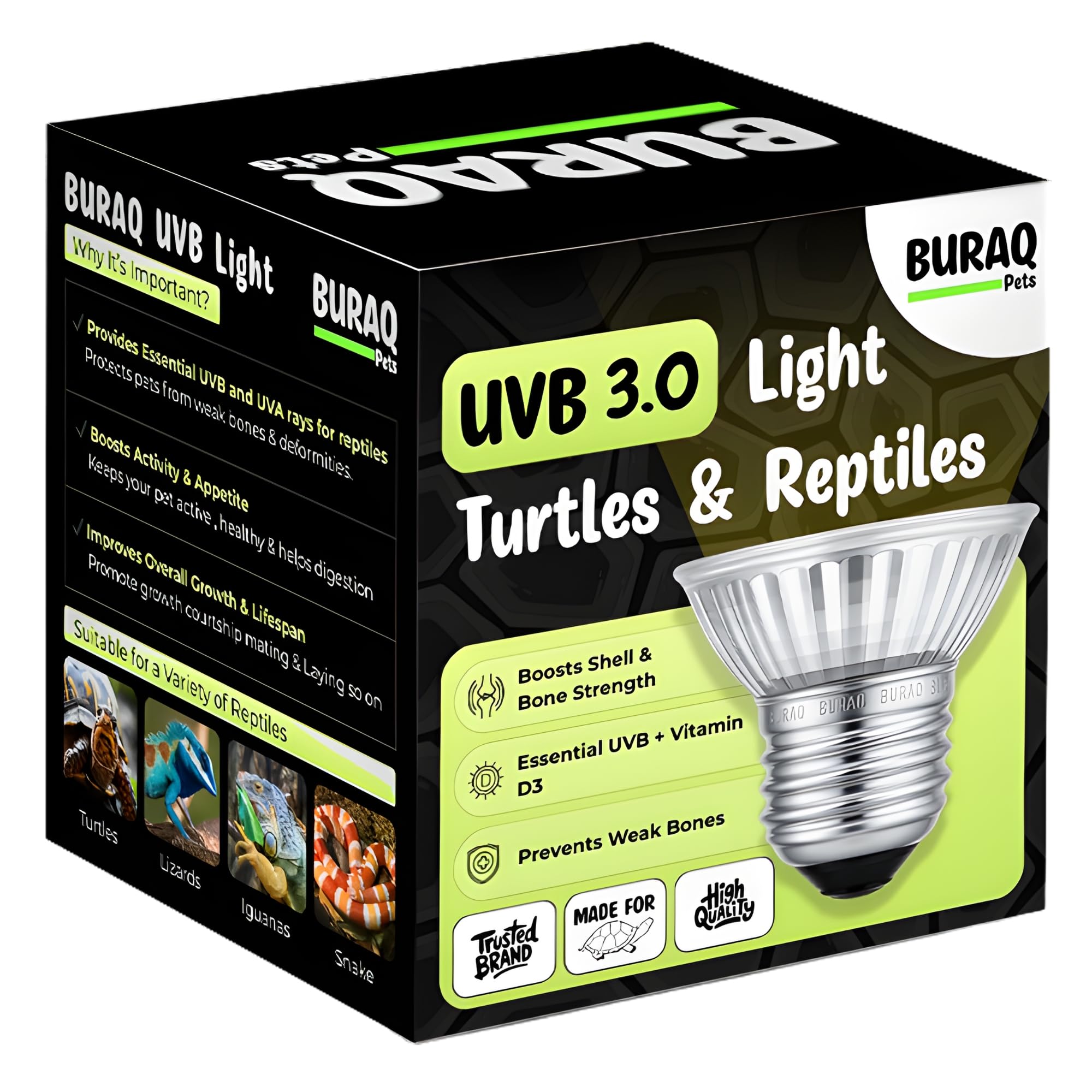 Pets Reptile Turtle UVB Ultraviolet Basking Heat Light Bulb Combo Pack (Set of 1 UV Bulbs, 50 Watt E27)