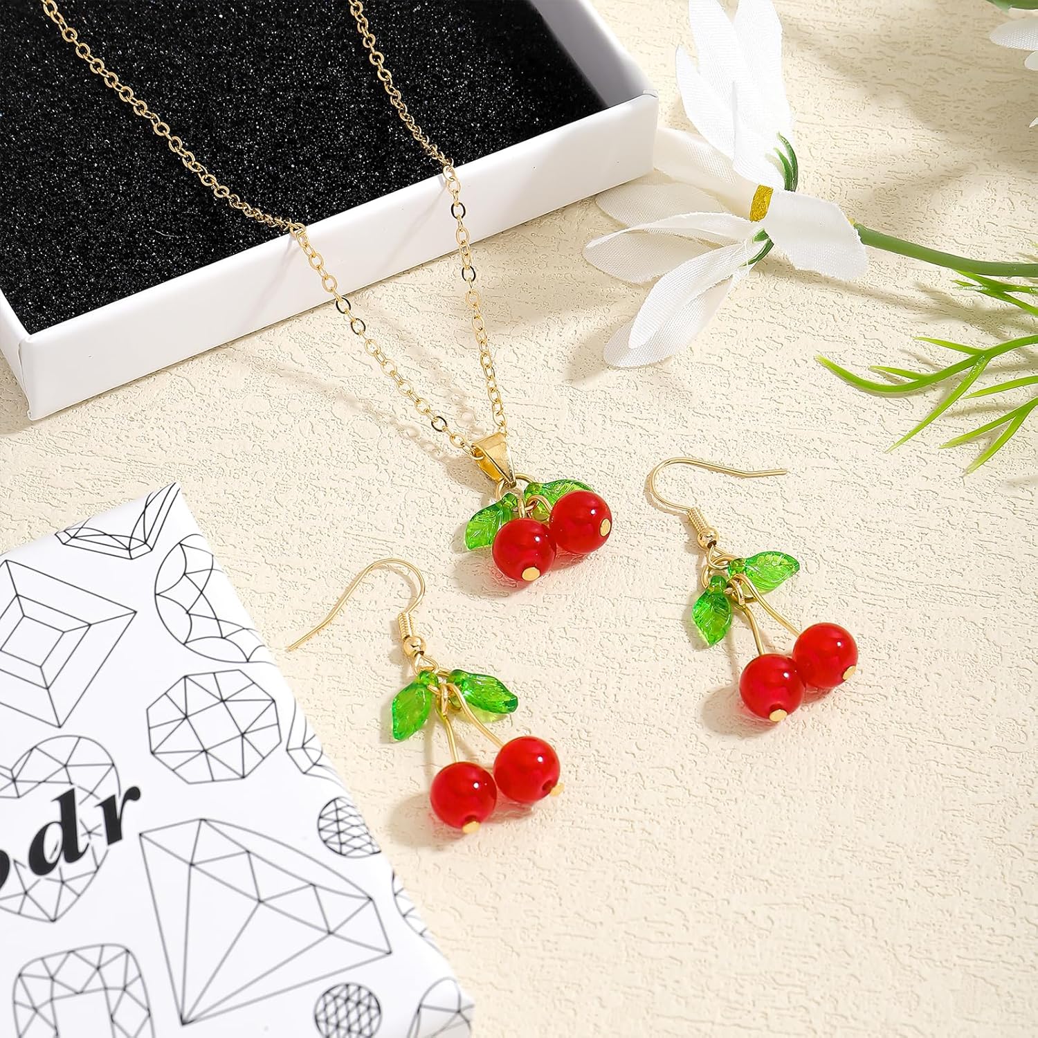 Fruit Jewelry Set for Women, Cute Fruits Necklace Earrings Set, Lightweight Fruit Theme Jewelry for Summer Daily Wear - Image 2
