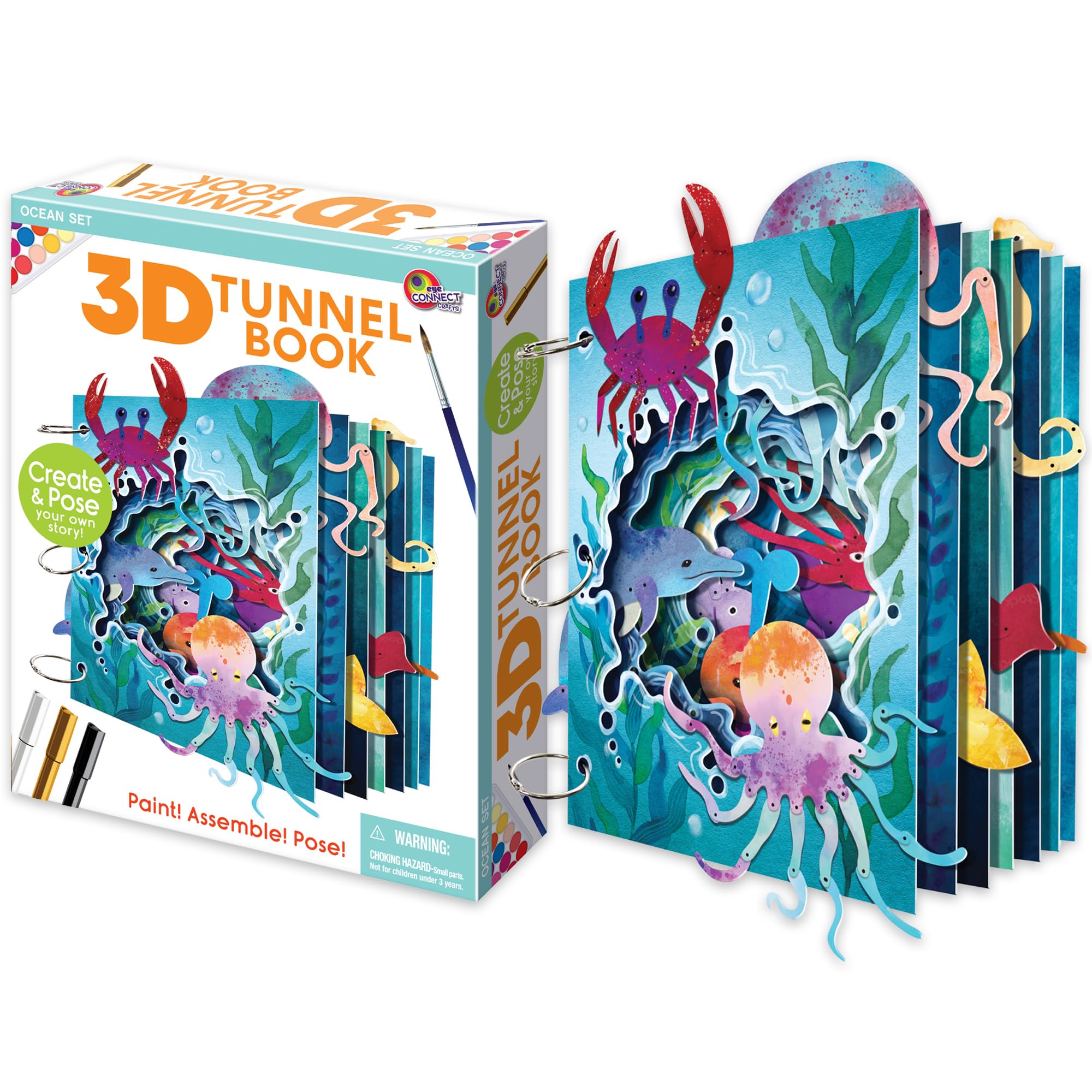 Ocean 3D Tunnel Book – Hands-on Stationery Craft Kit | Build, paint, create a unique pop-…
