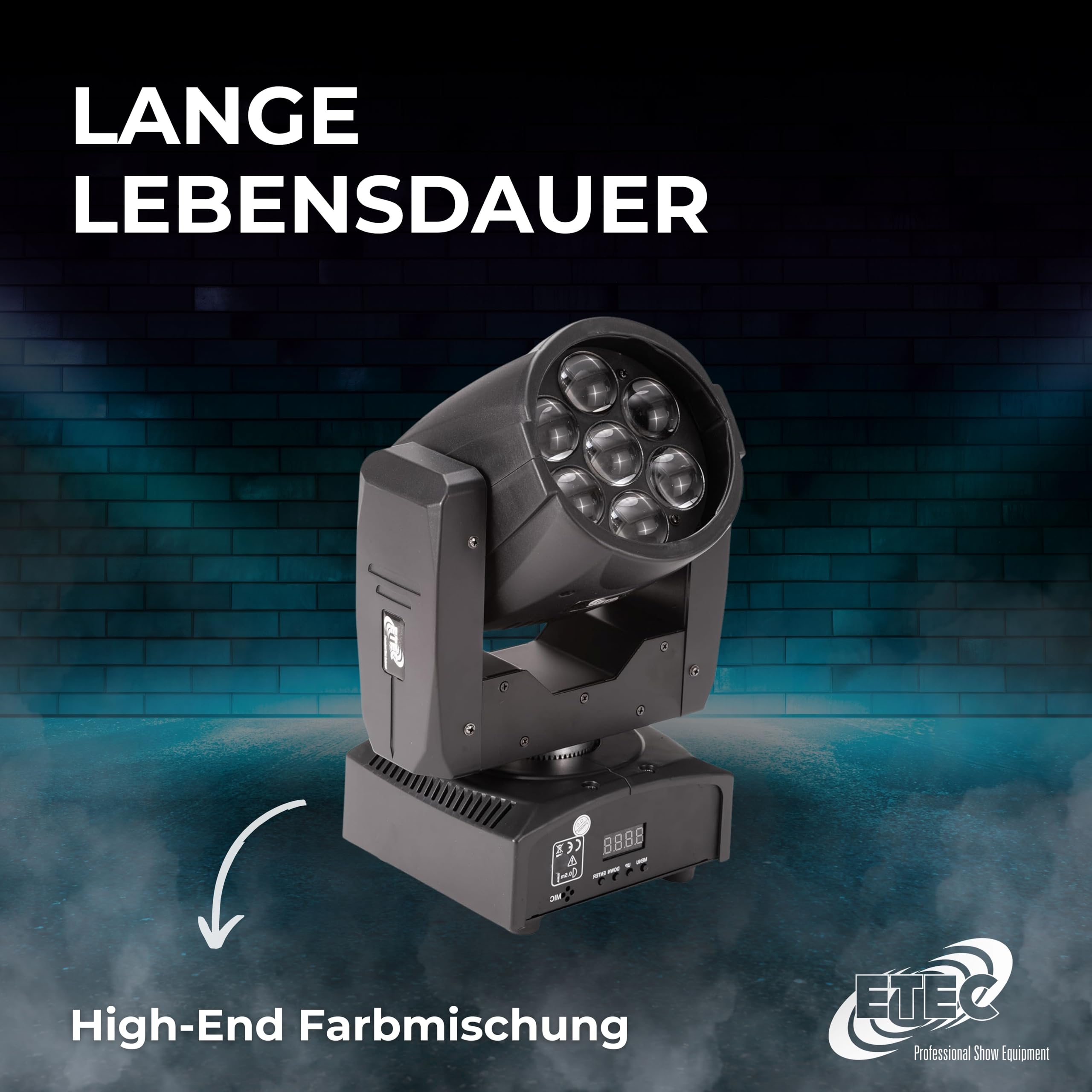 ETEC Professional LED Zoom Moving Head 7Z Set mit Flightcase ZOOMFUNKTION 7x15 Watt RGBW 4in1 - CASE TOURSET für DJ CLUB PARTY BEAM WASH SPOT DMX Veranstaltung Bühnenbeleuchtung Licht SPARANGEBOT