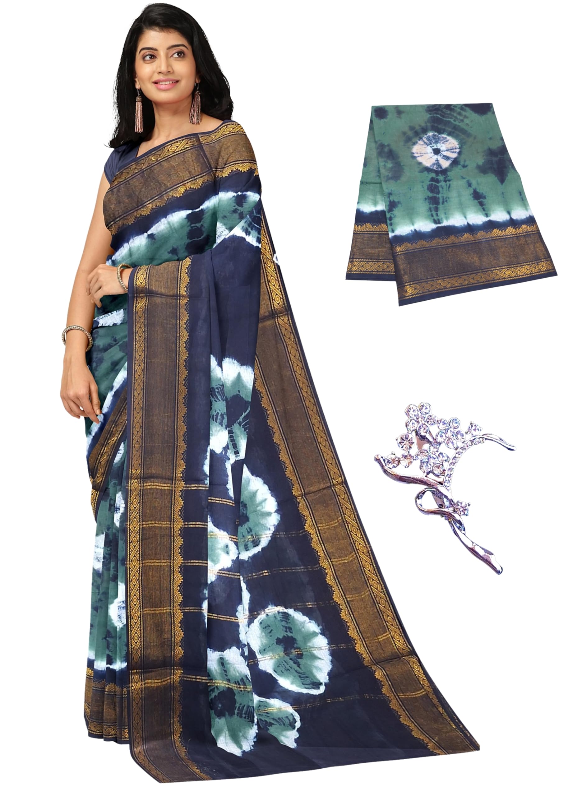 Women's Madurai Tie And Dye Sungudi Cotton Saree without Blouse-image-40