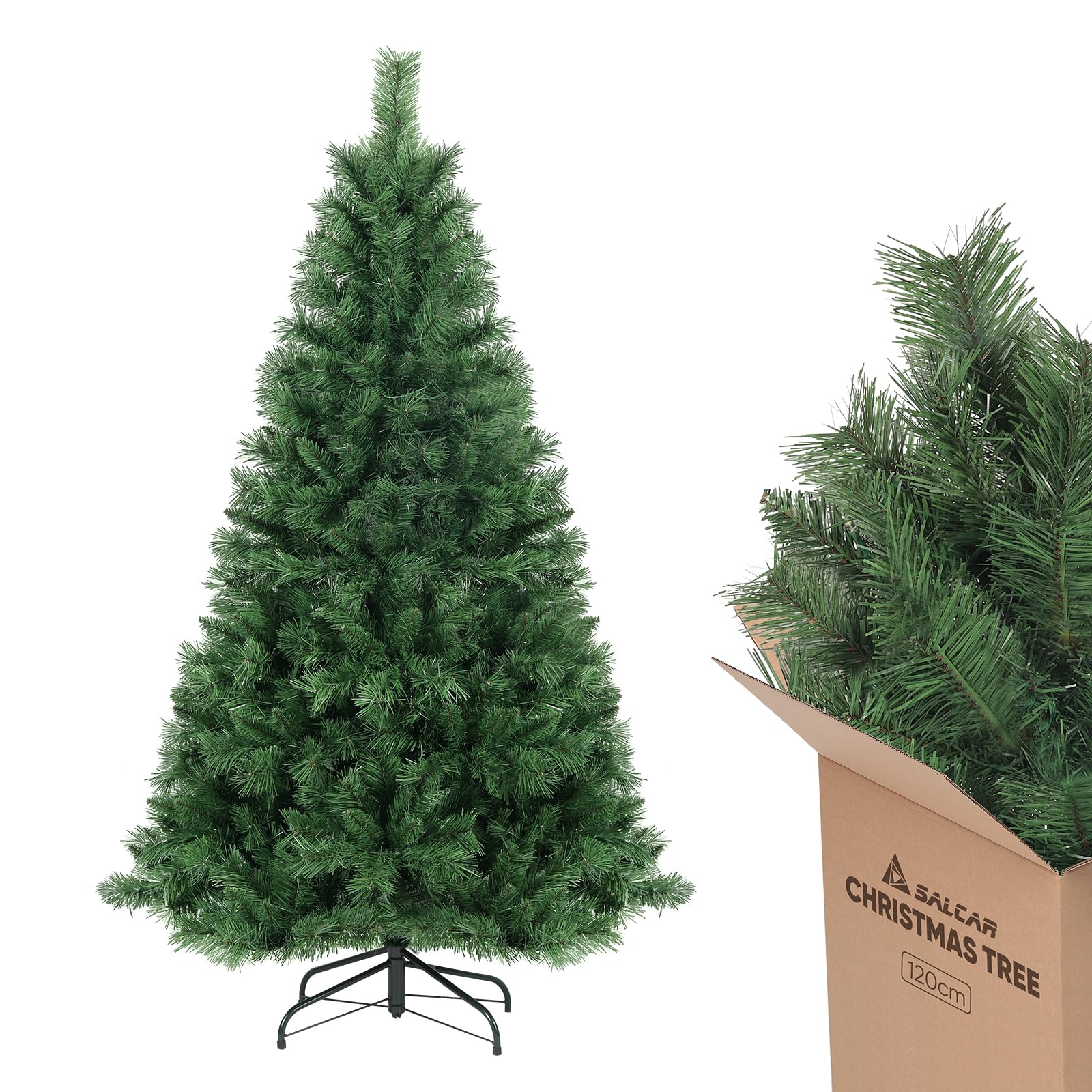 SALCAR 4ft Artificial Christmas Tree – 120cm Small Christmas Tree, Premium Realistic Nordmann Fir for Dining Room, Bedroom & Home Office — image 1