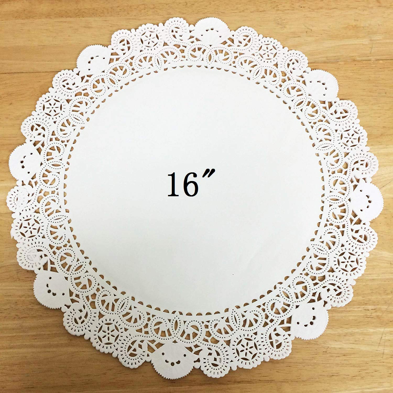 PEPPERLONELY 25 PC White Round Greaseproof Doilies, 16 Inch