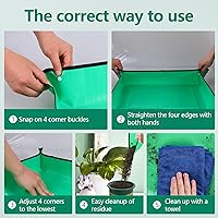 Vista 4 de Tapete de trasplante para plantas de interior, bandeja para macetas gruesa e impermeable de 19.7 x 19.7 pulgadas, tapete plegable portátil