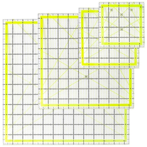 UOOU Paquete de 4 reglas de acolchado, regla de acolchado, regla de acolchado, regla de corte de tela, reglas acrílicas para acolchar y coser (4.5 x